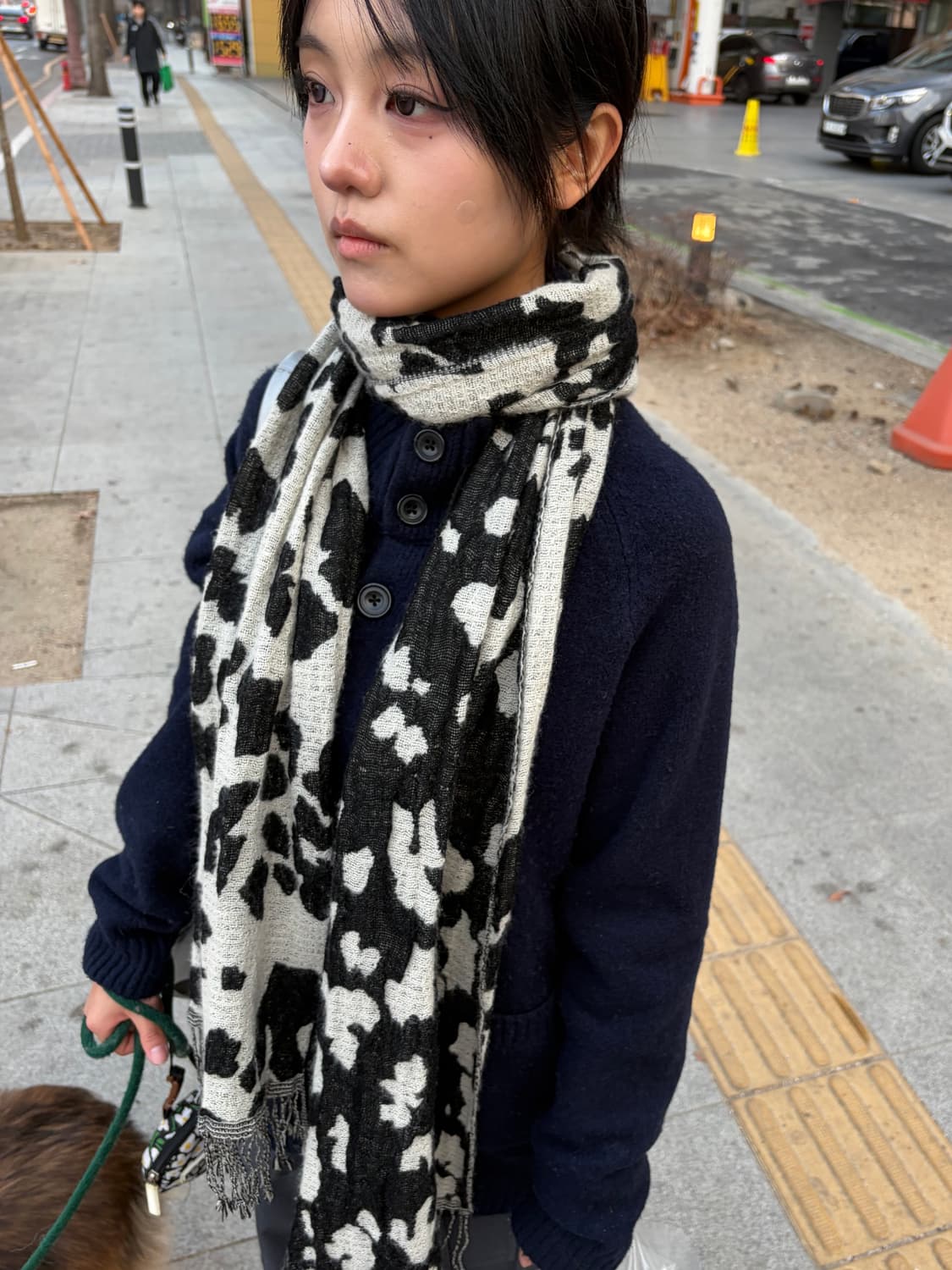 Vintage 울 캐시미어 혼방 점박이 머플러 상품이미지1