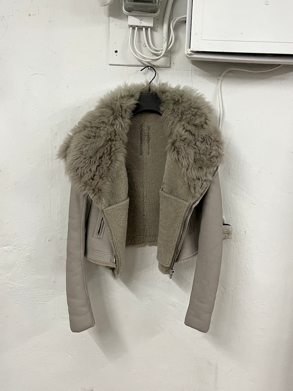 릭오웬스 2016FW 램스킨 퍼 시어링 하이넥 무스탕 바이커 자켓 상품이미지7