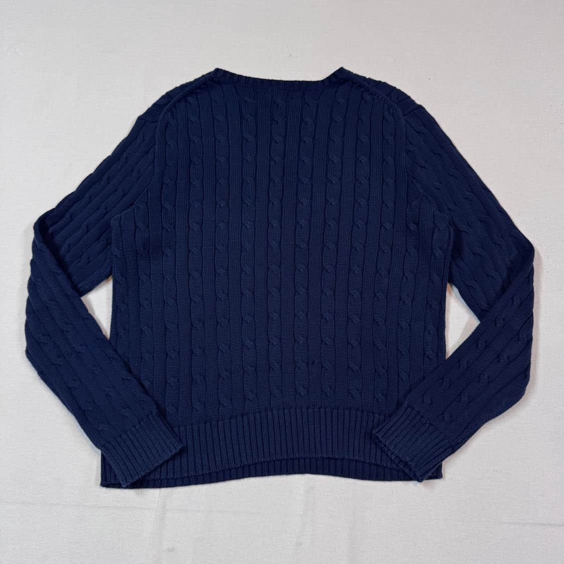 XL) 폴로 랄프로렌 케이블 꽈배기 니트 신형 큐알탭 네이비 상품이미지4