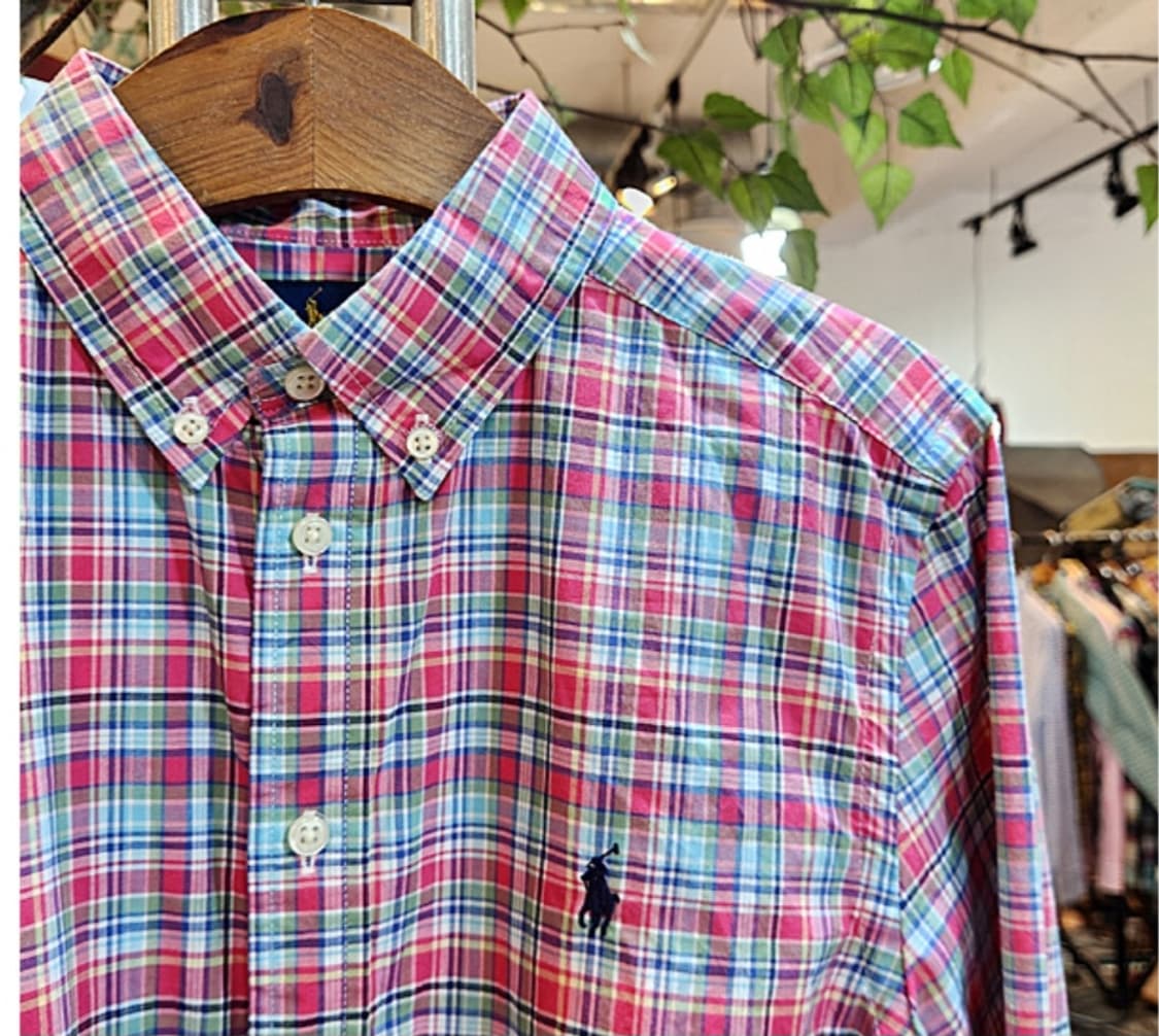 RALPH LAUREN 랄프 로렌 코튼 체크 카라 셔츠 상품이미지3