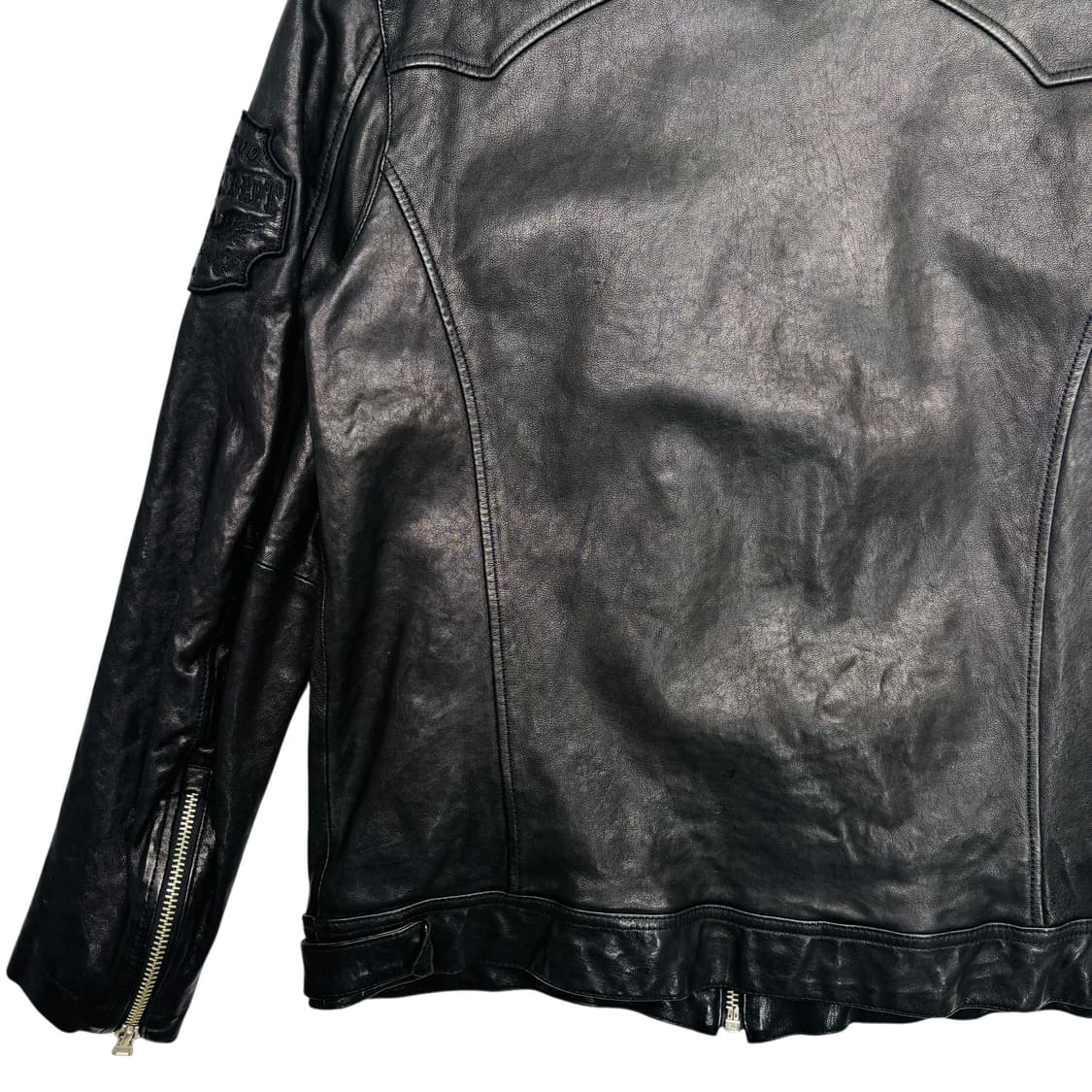 버커루 패치 로고 램스킨 레더 자켓 L 상품이미지6