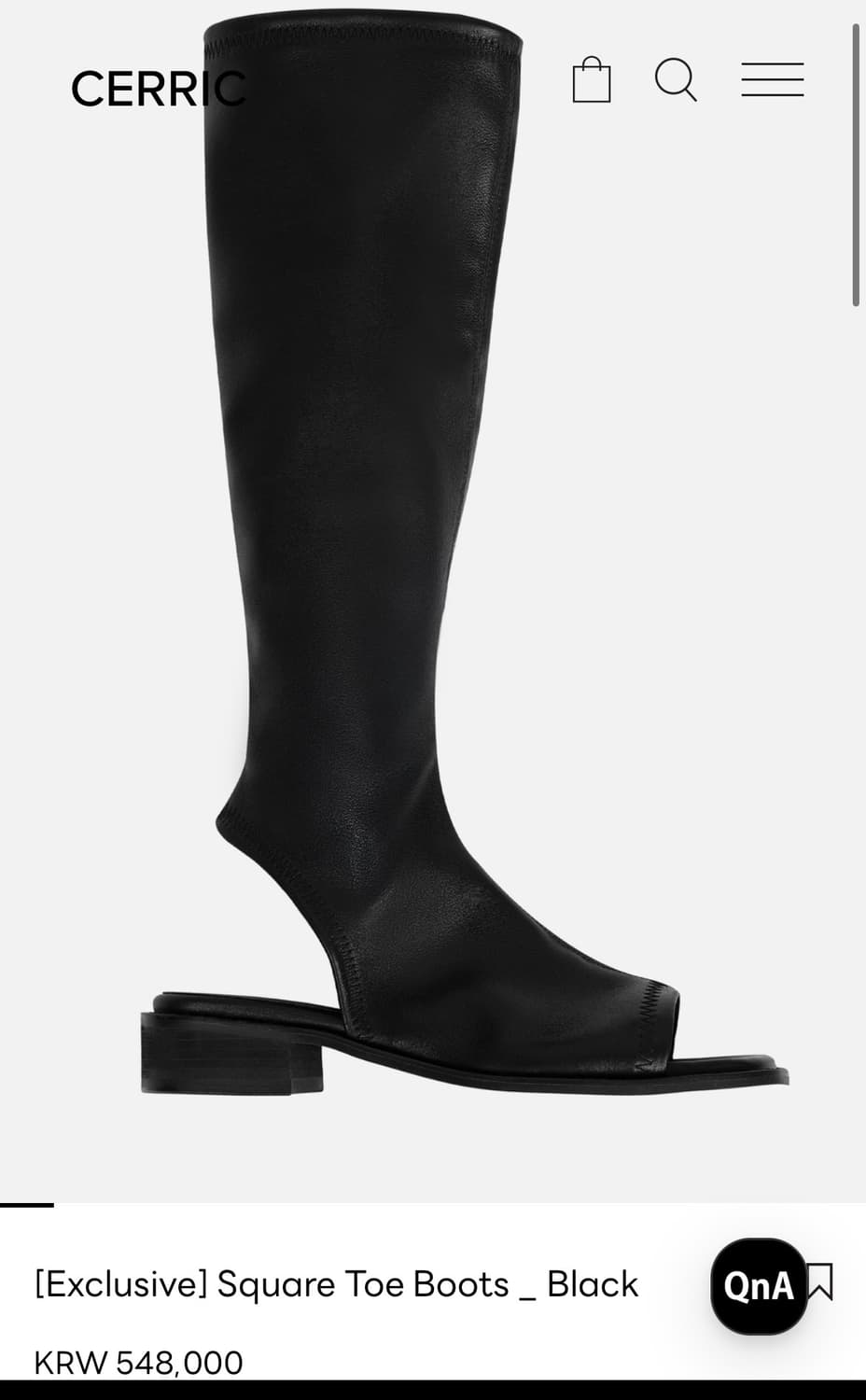 CERRIC 스퀘어토 롱부츠 블랙 상품이미지3
