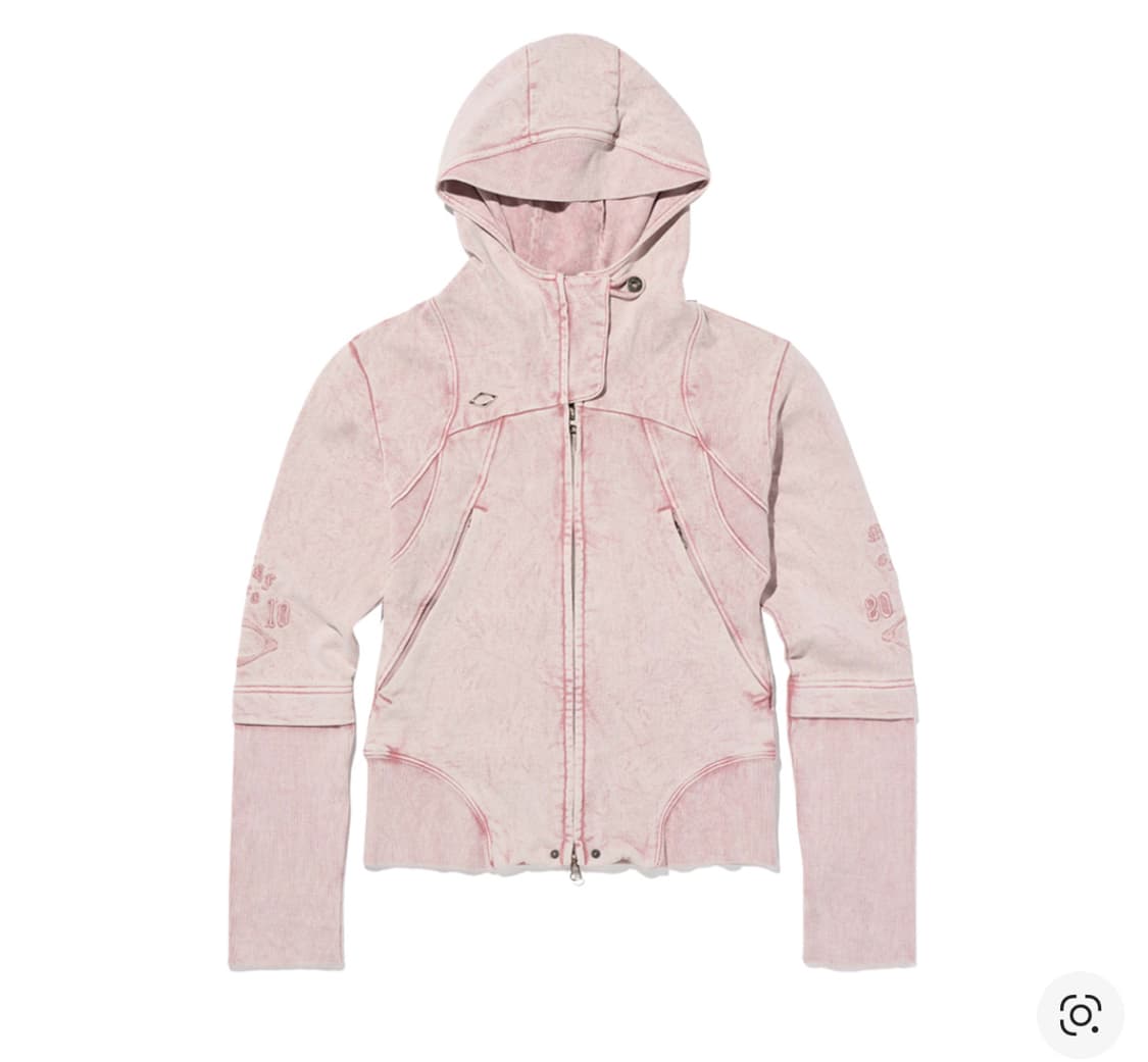 mischief 미스치프 컷 오프 후드 워시드 핑크 브라운 상품이미지1