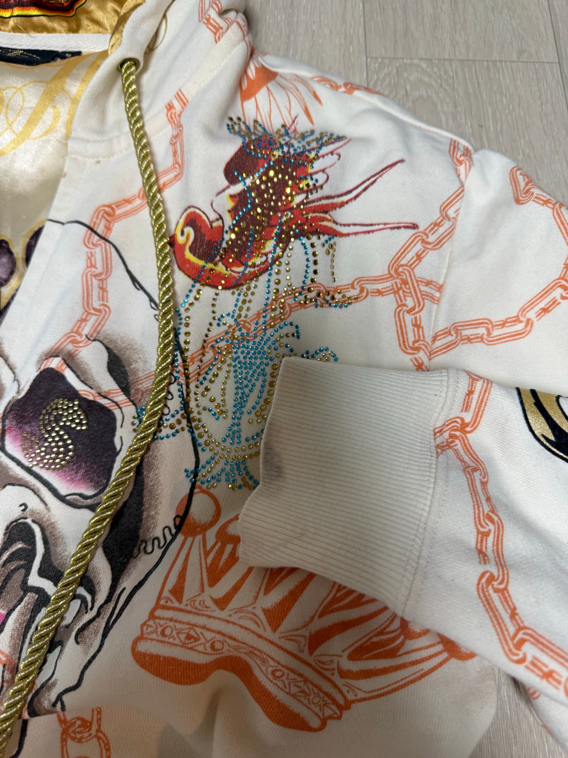 크리스찬 오디저 스컬 큐빅화이트 후드집업 상품이미지7