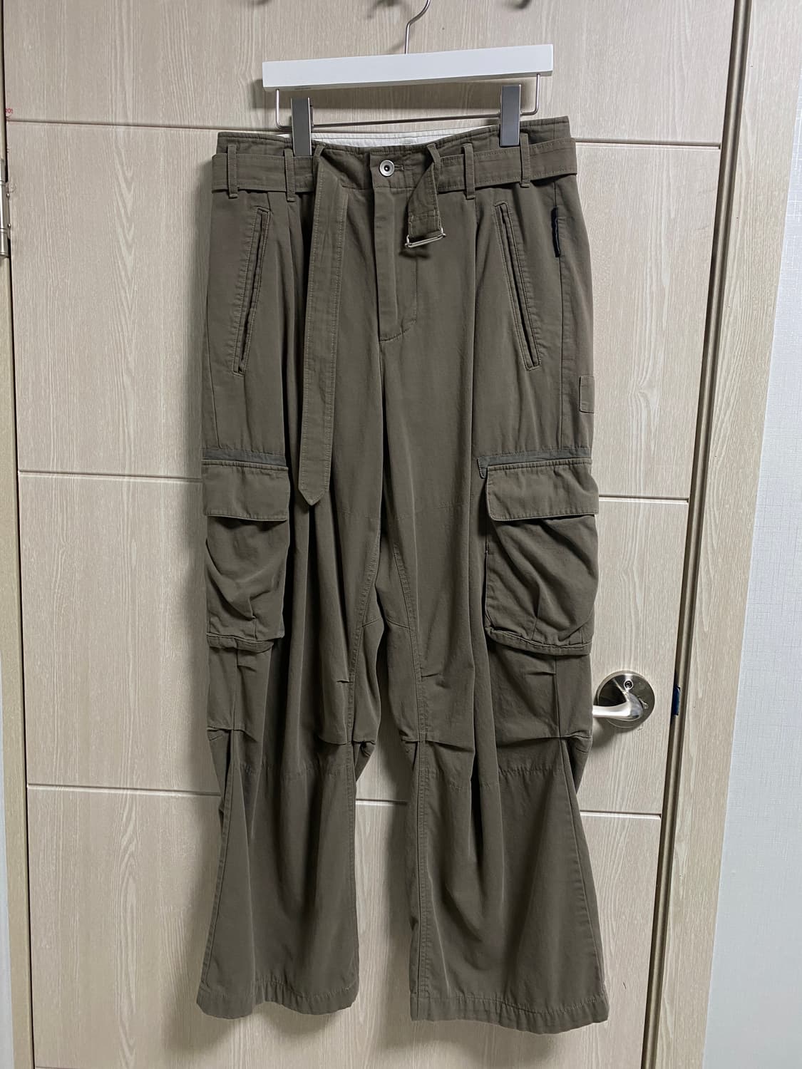 폴리테루 벨티드 카고 팬츠 올리브 그레이 상품이미지1
