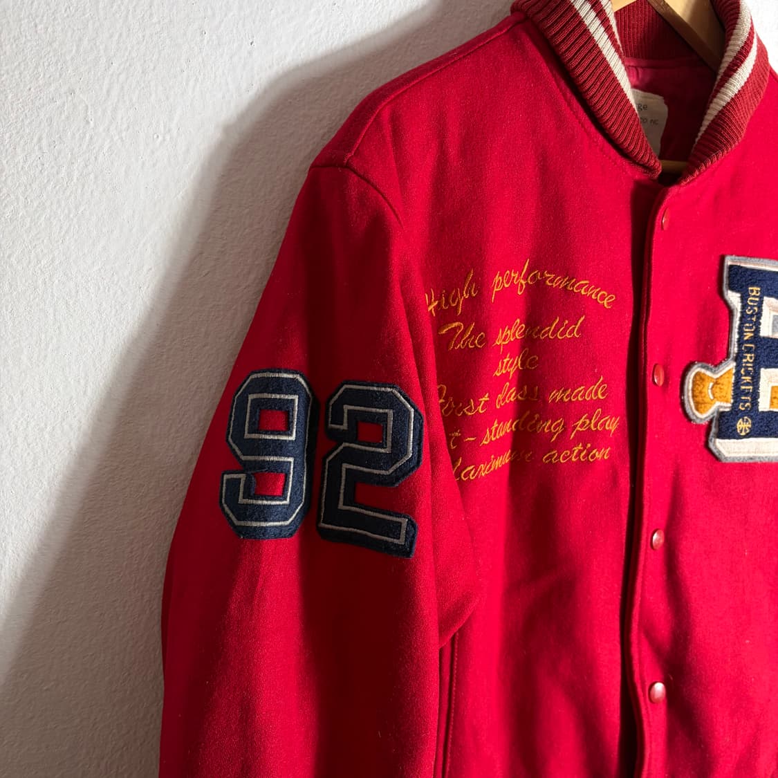 90s 미제 레드 바시티 점퍼(M) 상품이미지4