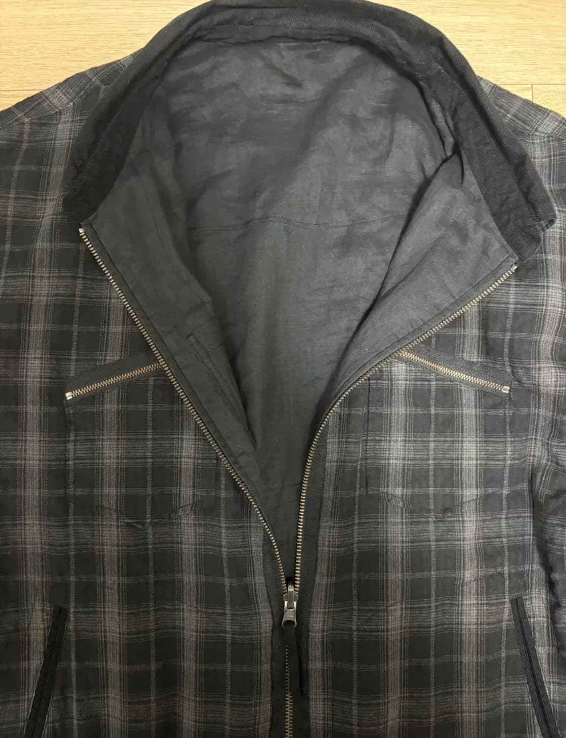 2) 폴리테루 리버시블 블루종 라미&체크 블랙+블랙 25ss 상품이미지3