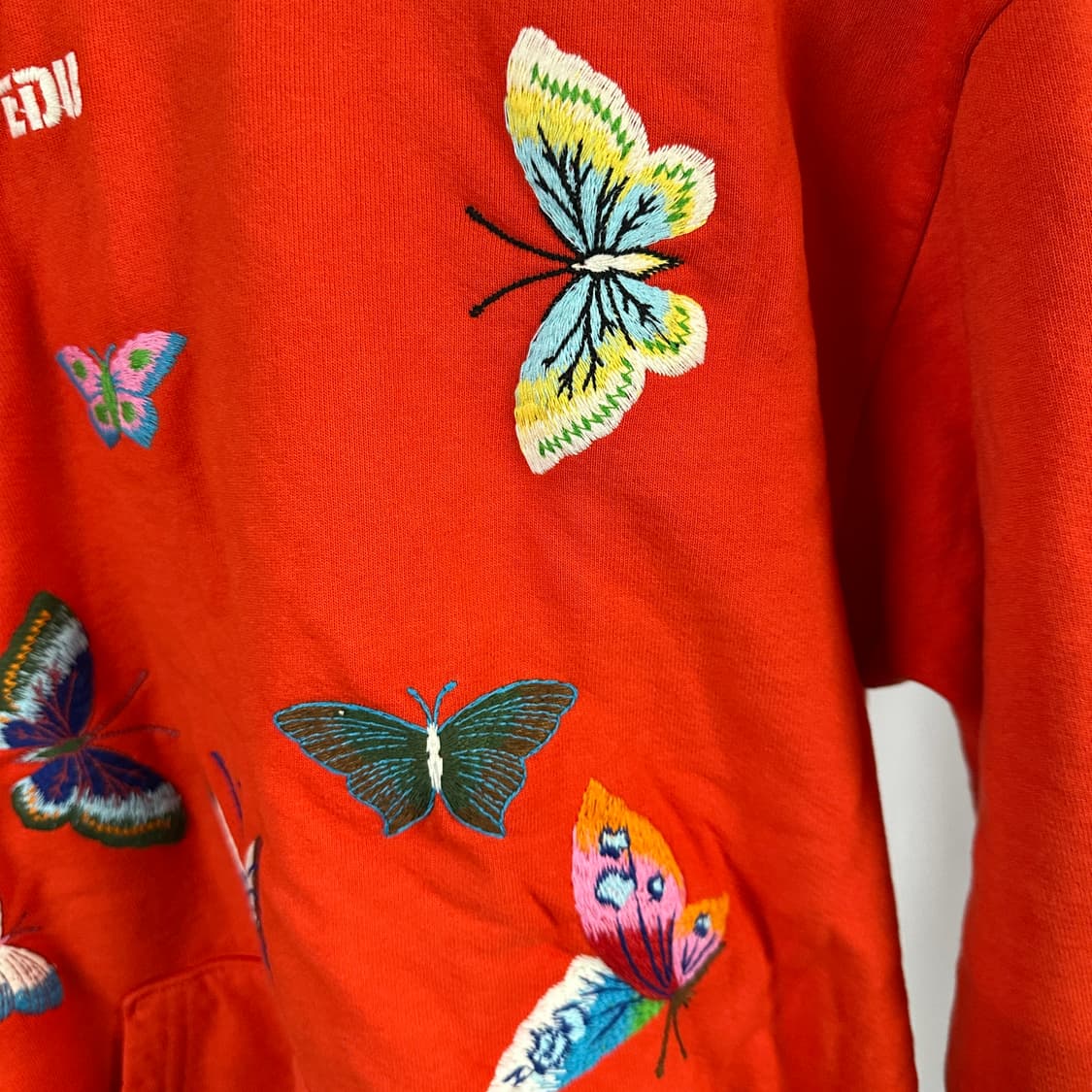 EDU motif de broderie 자수 기모 후드티 상품이미지3