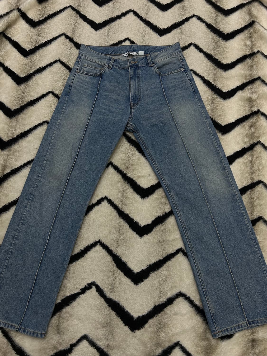 [M]유니폼브릿지 핀턱 와이드 데님팬츠 상품이미지1