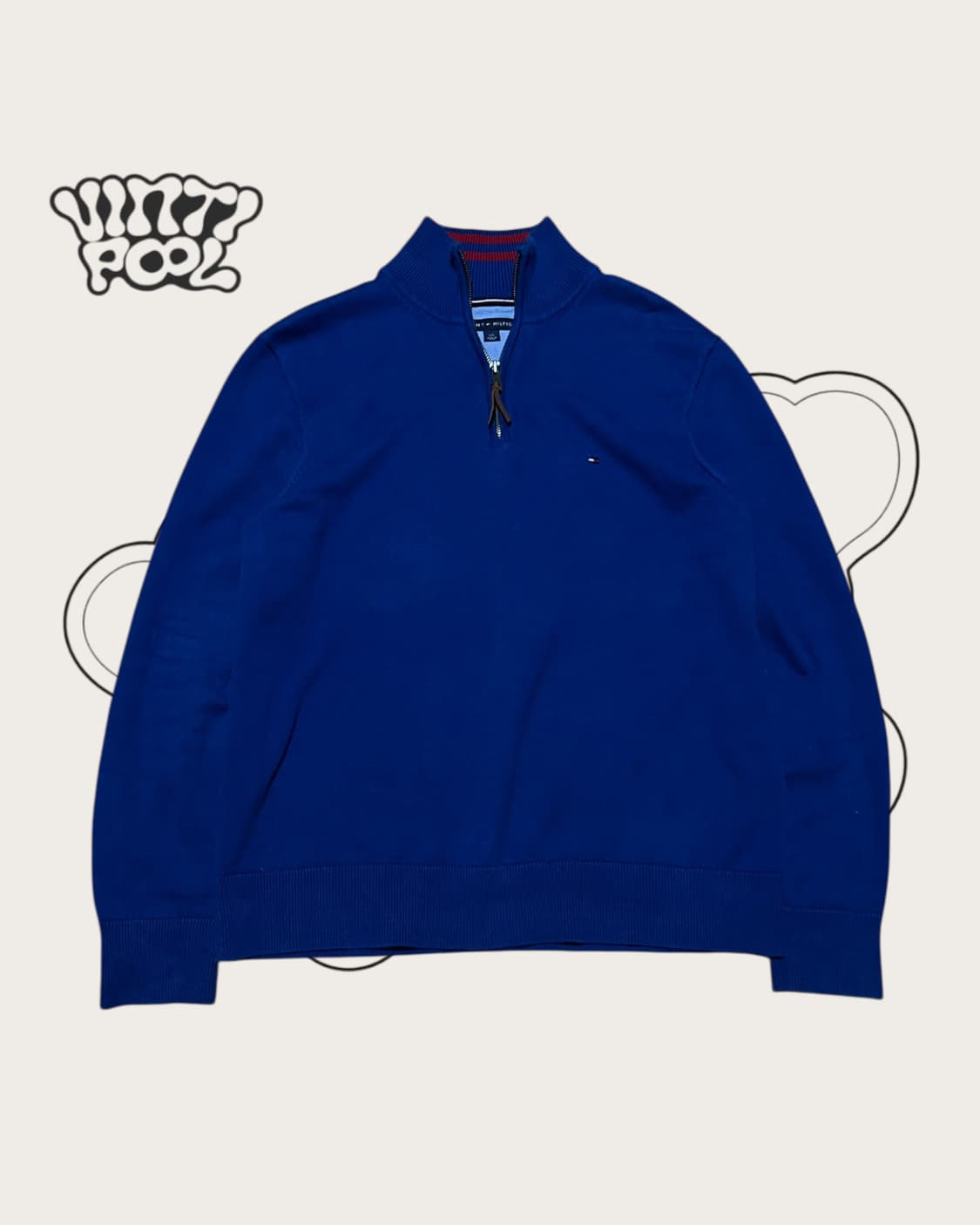 타미힐피거 피마코튼 반집업 니트 L 블루 상품이미지1