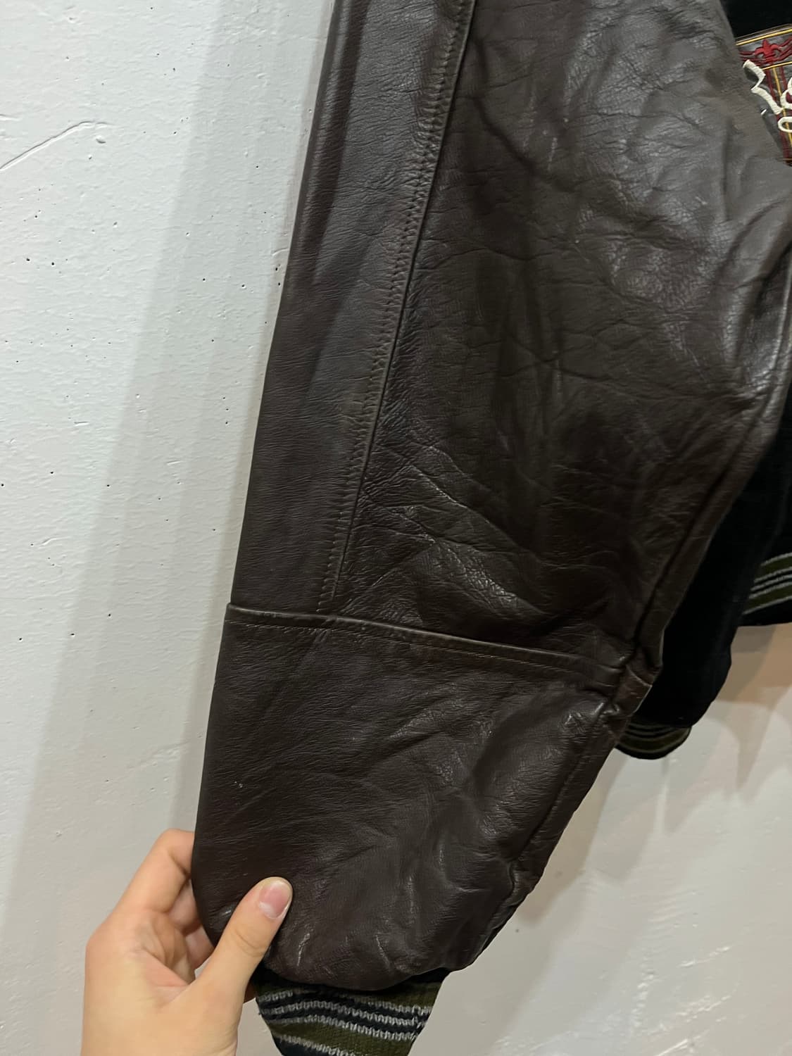 90s Mr.Soro 레더암 바시티 자켓 L 상품이미지7