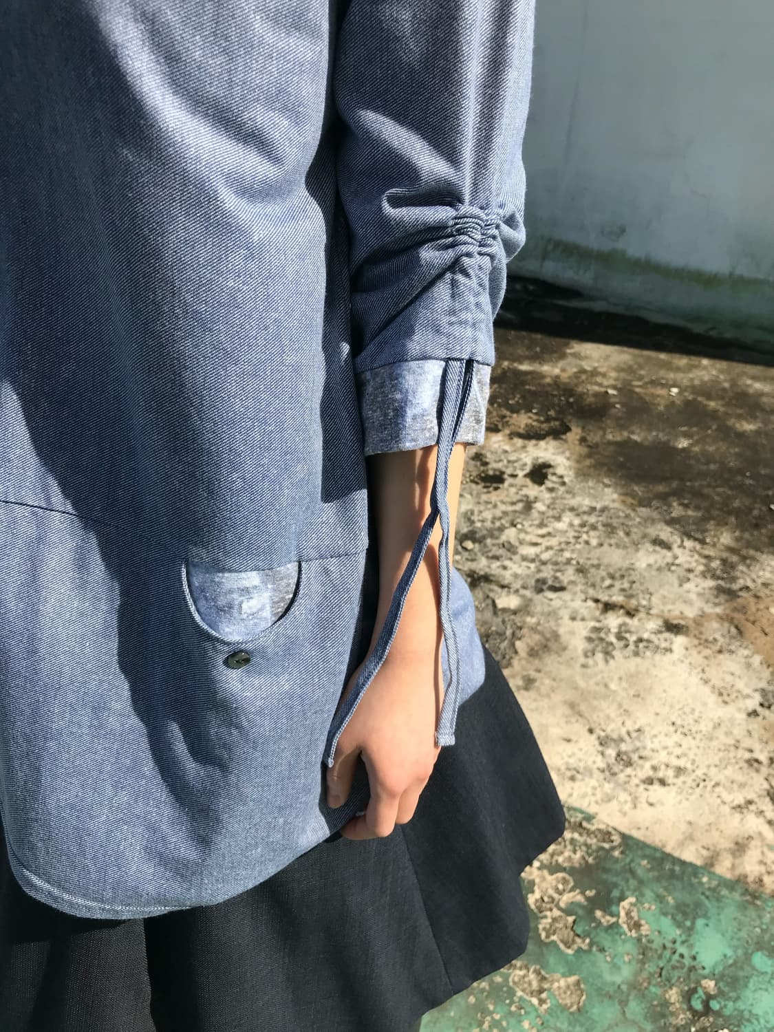 블루 스트링 소매 원피스  상품이미지4