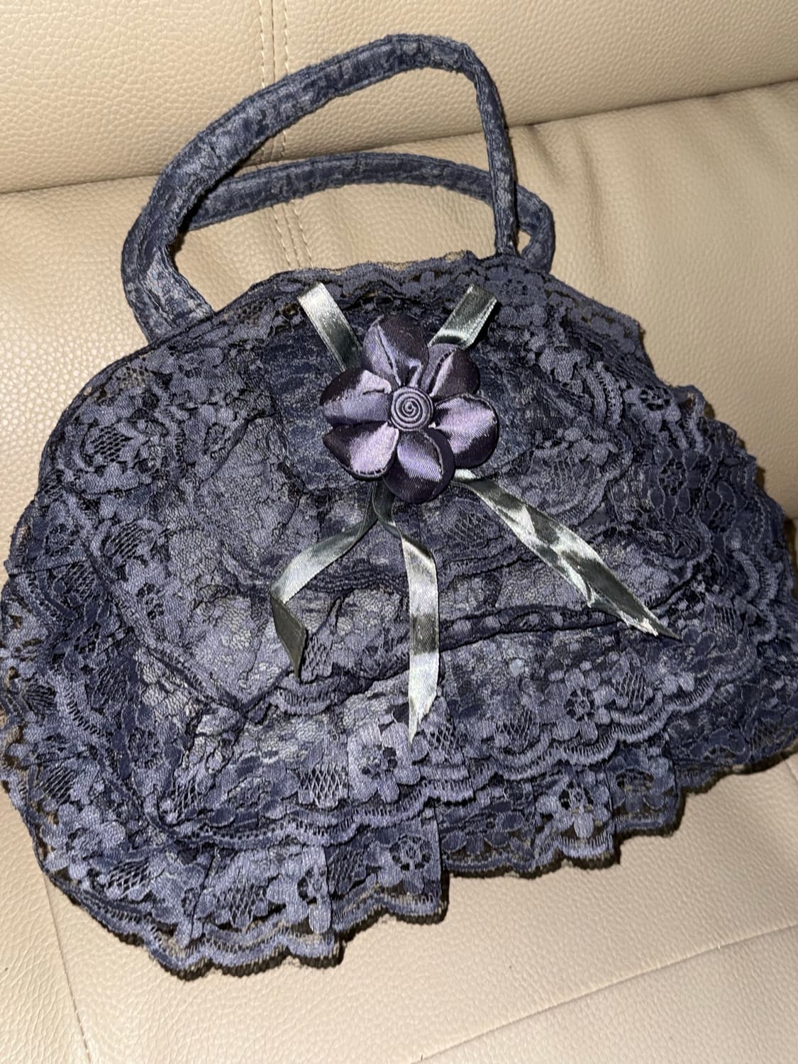 blue grey lace detail tote bag  상품이미지2