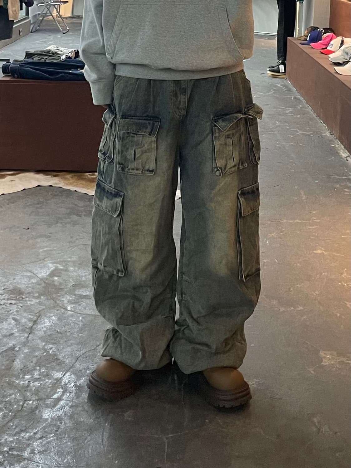 빈티지 워싱 멀티포켓 카고 데님 팬츠 H2094 상품이미지1