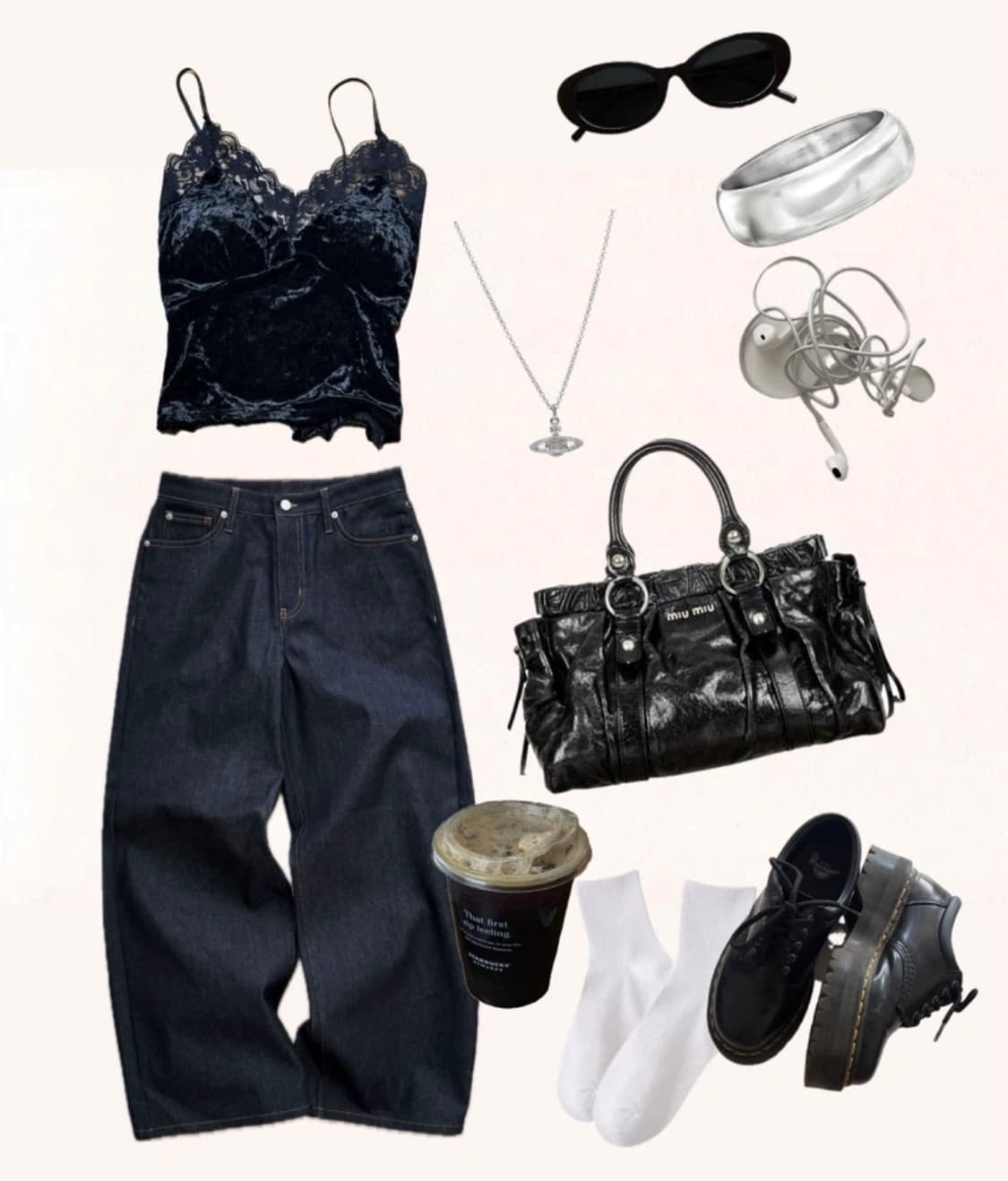 검정 브라렛, 빈티지 청바지 🖤 상품이미지1