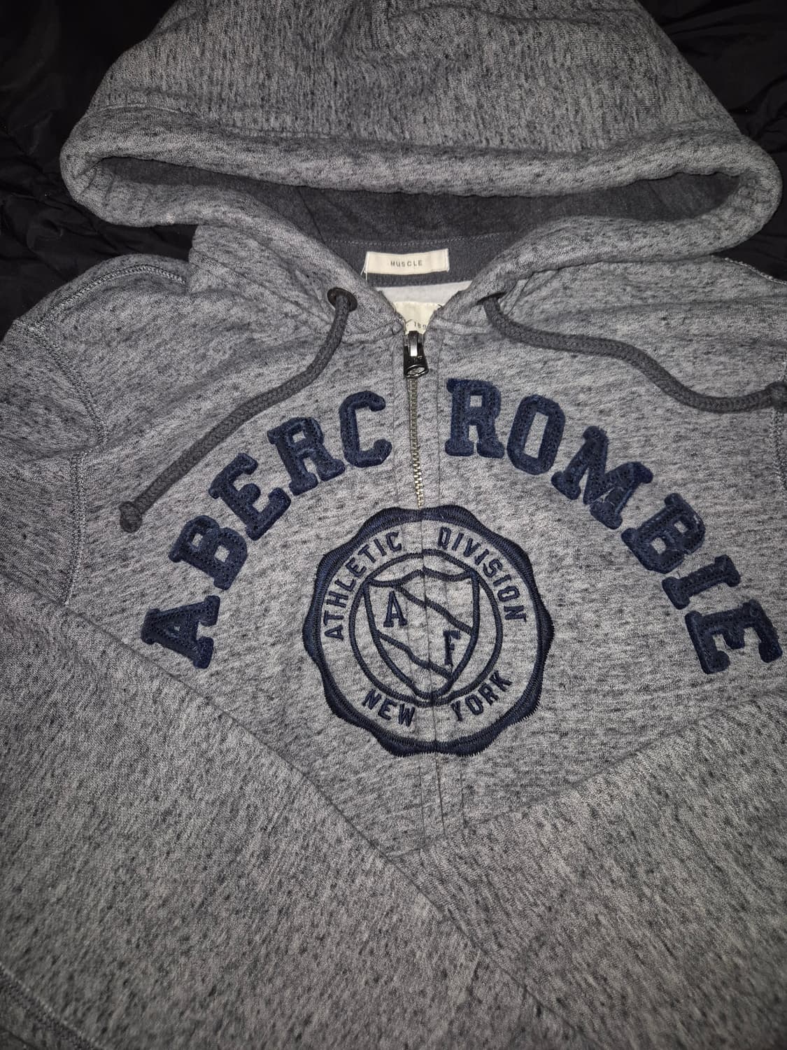 아베크롬비 머슬핏 그레이 네이비 후드집업 XL 상품이미지2