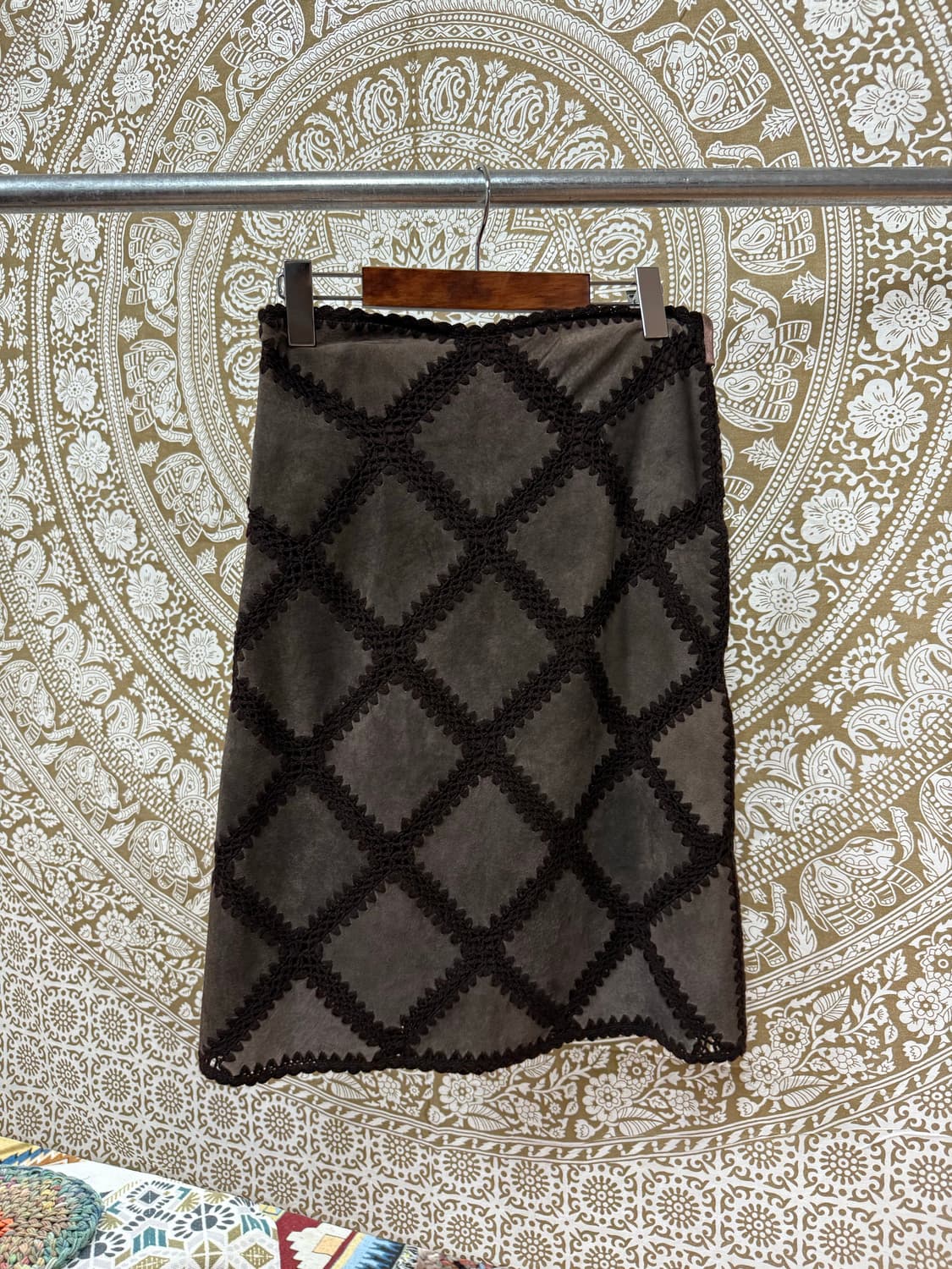 빈티지 절개 디테일 스웨이드 스커트  상품이미지3