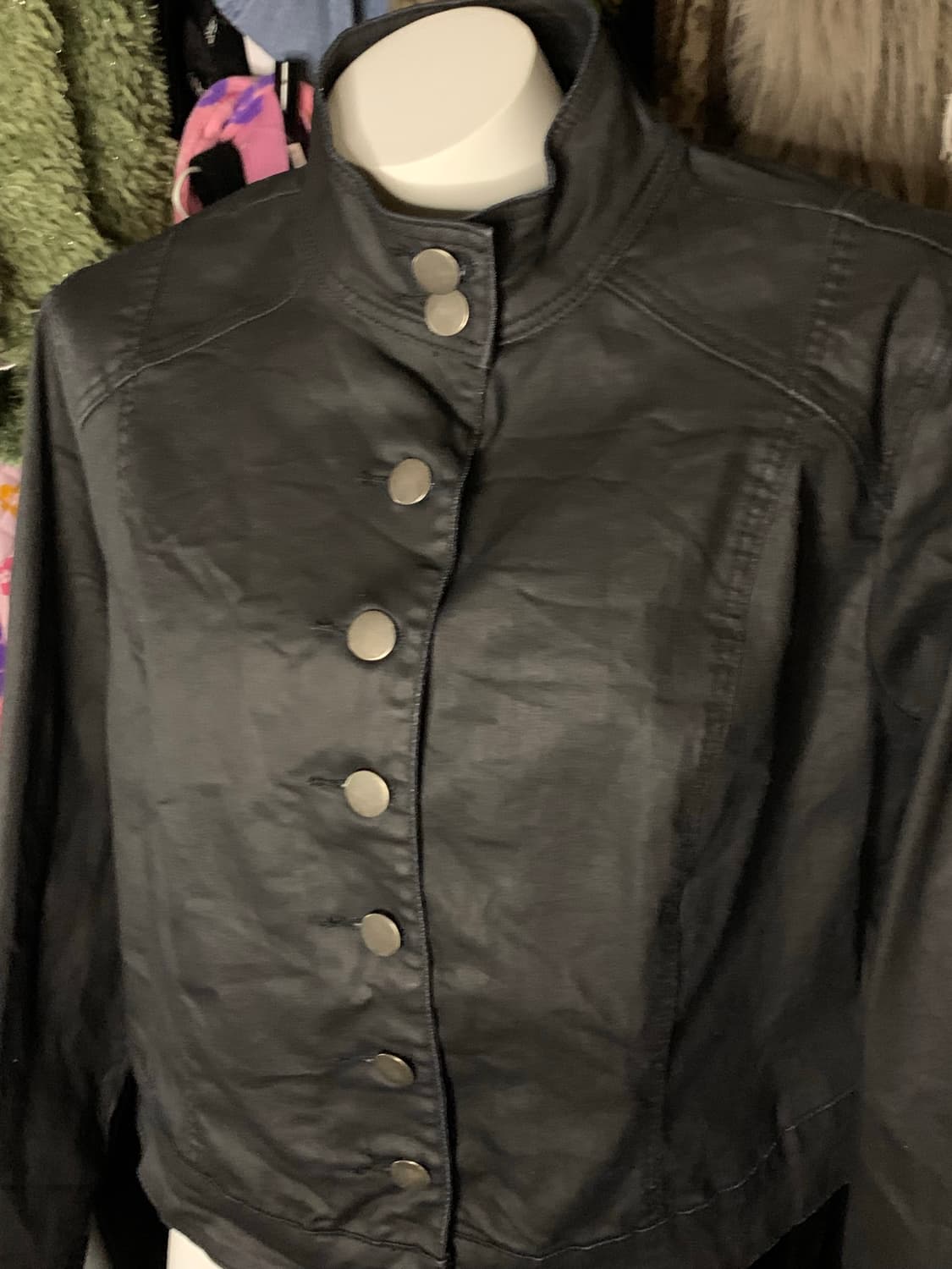 Punk 버튼 코팅데님 하이넥자켓 상품이미지2