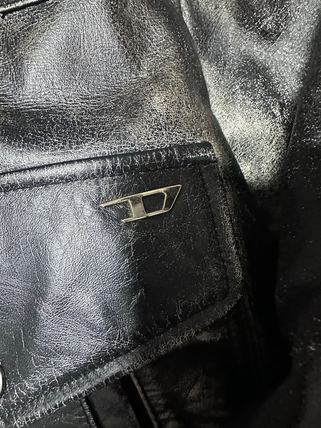 디젤 블랙 레더 자켓 데미지 스타일 L 상품이미지3