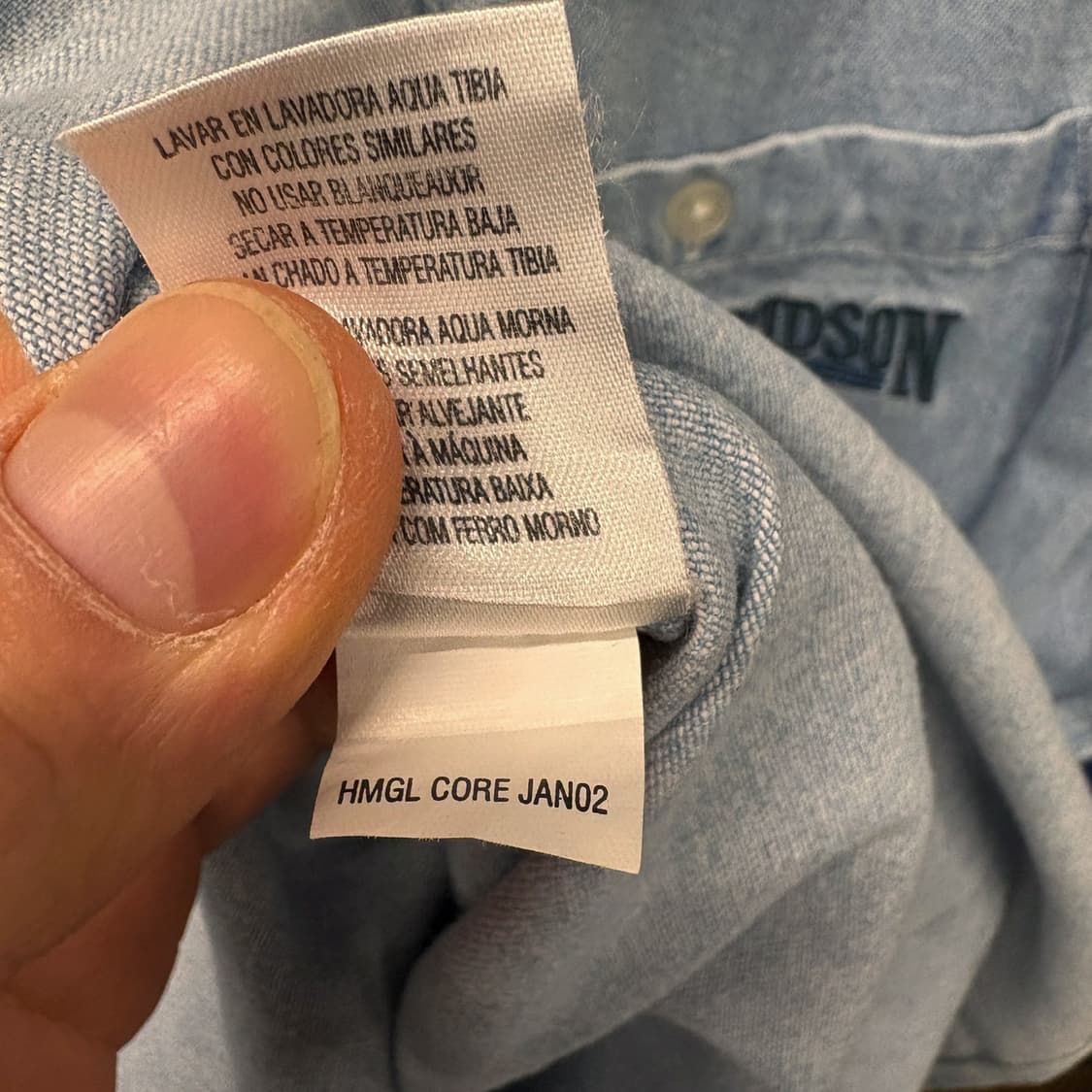 00s 할리데이비슨 클래식 레터링 패치 라이트워시 워크 데님셔츠 N282 상품이미지8