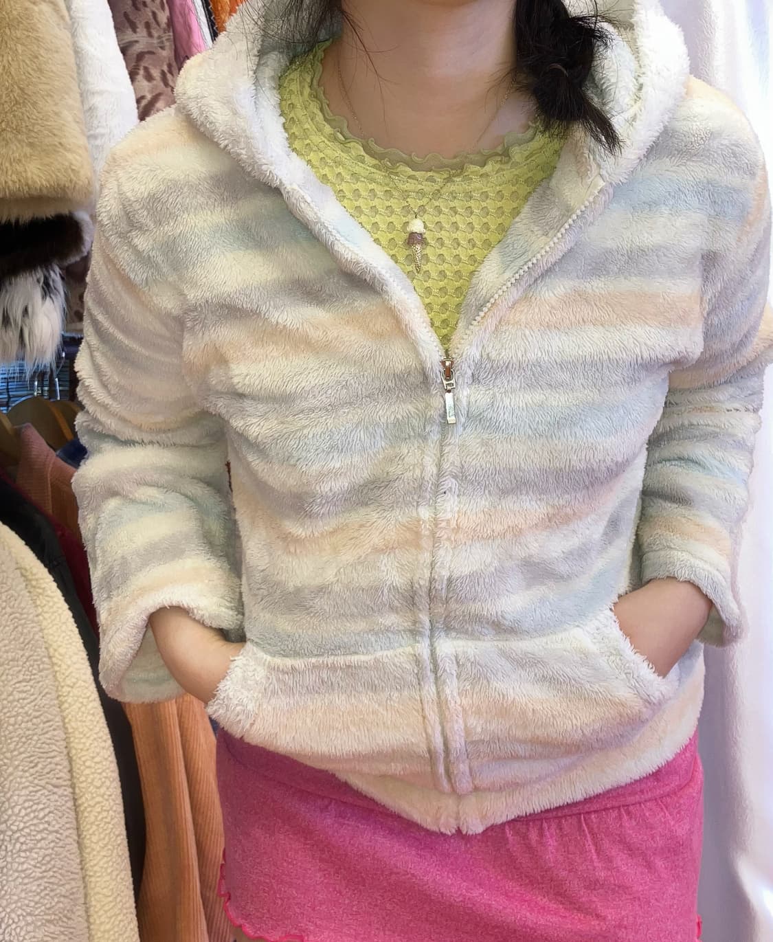 빈티지 마카롱 포근 후드 집업 상품이미지1