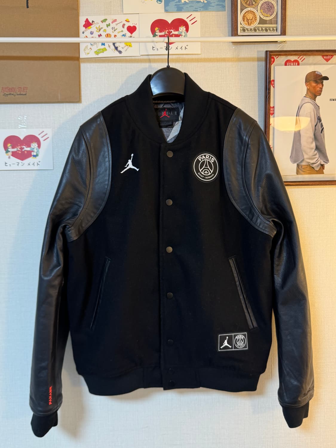 (S)PSG X 조던 소가죽 바시티 자켓 블랙 상품이미지1