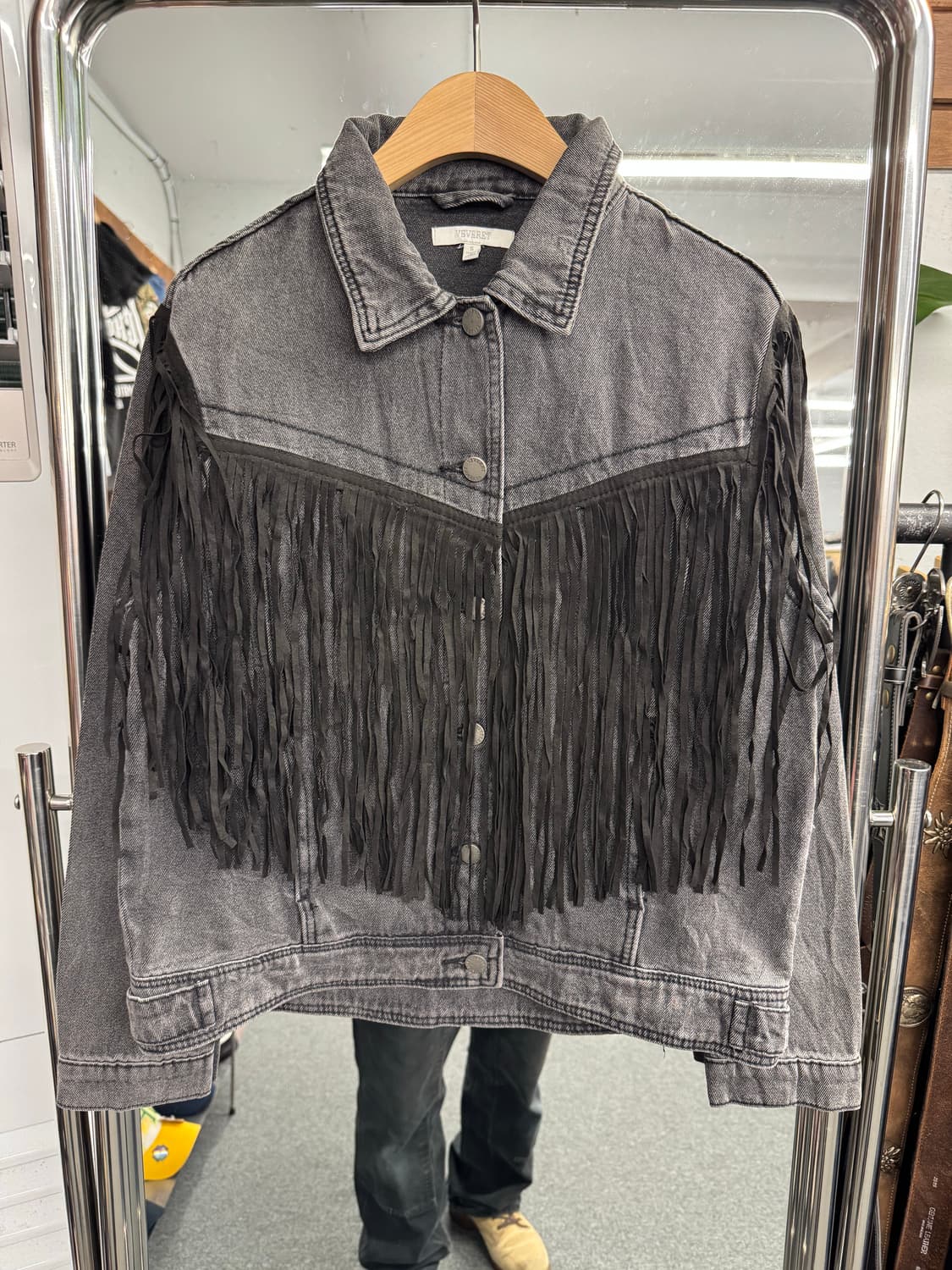 VEVERET 빈티지 프린지 흑청 데님자켓 상품이미지1