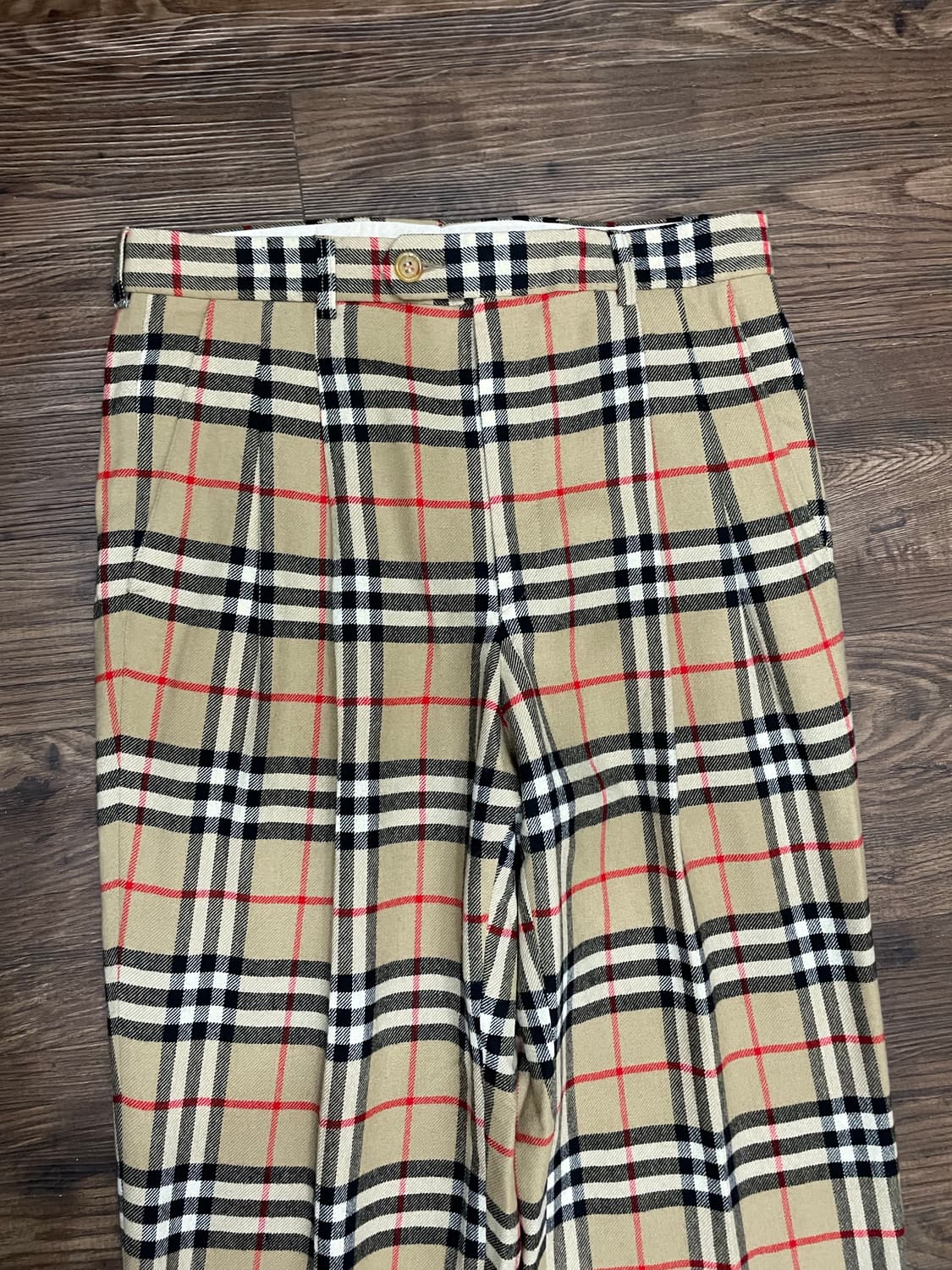 90s 버버리 울 노바체크 팬츠 베이지 30 상품이미지2