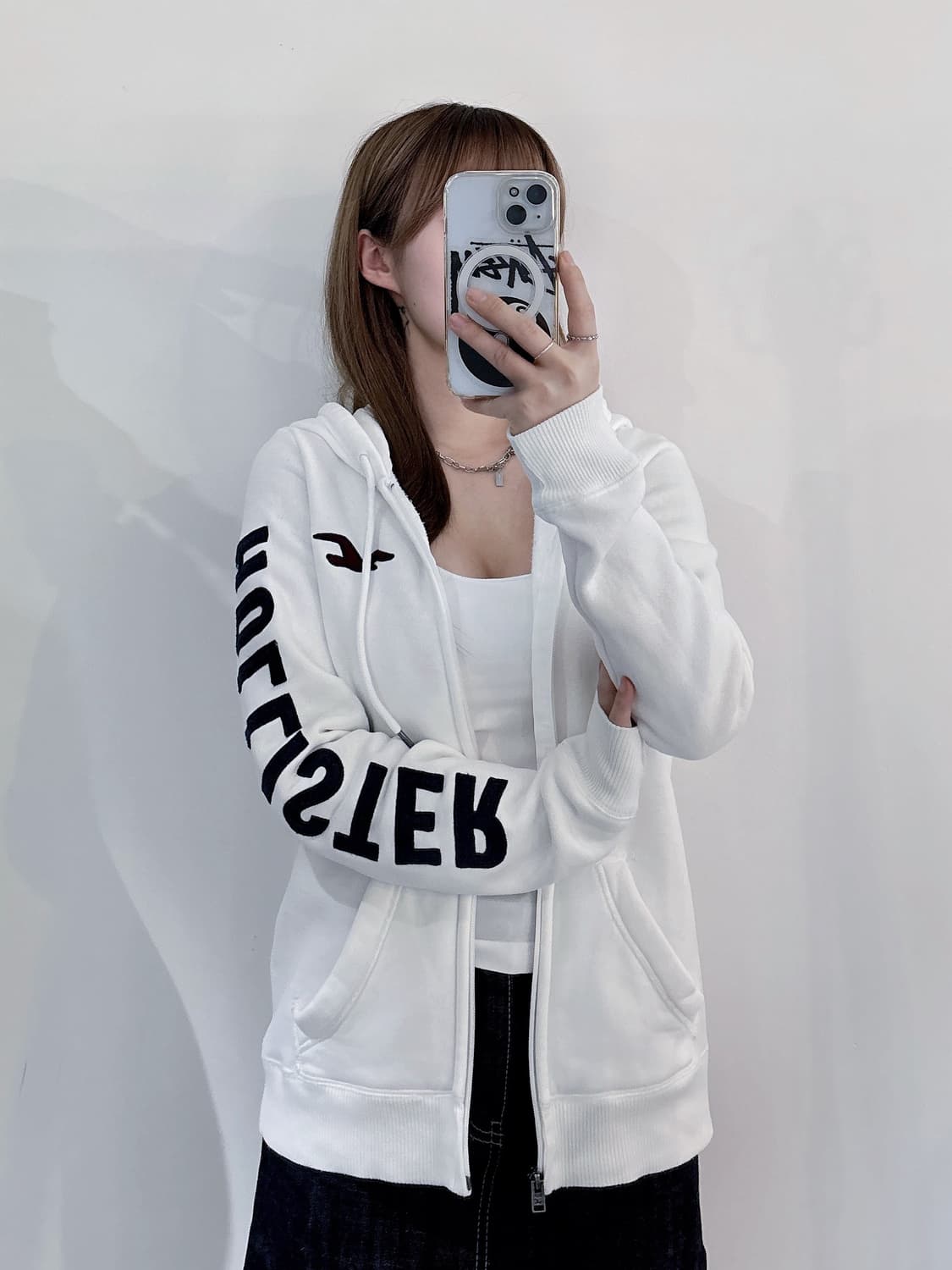 홀리스터 사이드로고 화이트 후드집업 상품이미지1