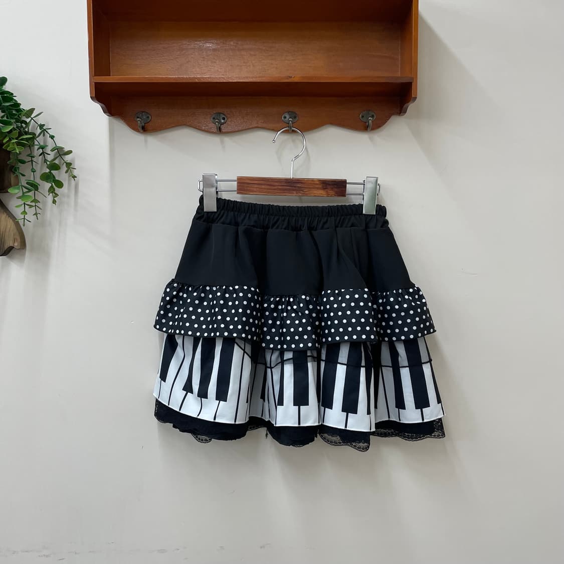 빈티지 피아노 도트 프린팅 쉬폰 미니 스커트 상품이미지2