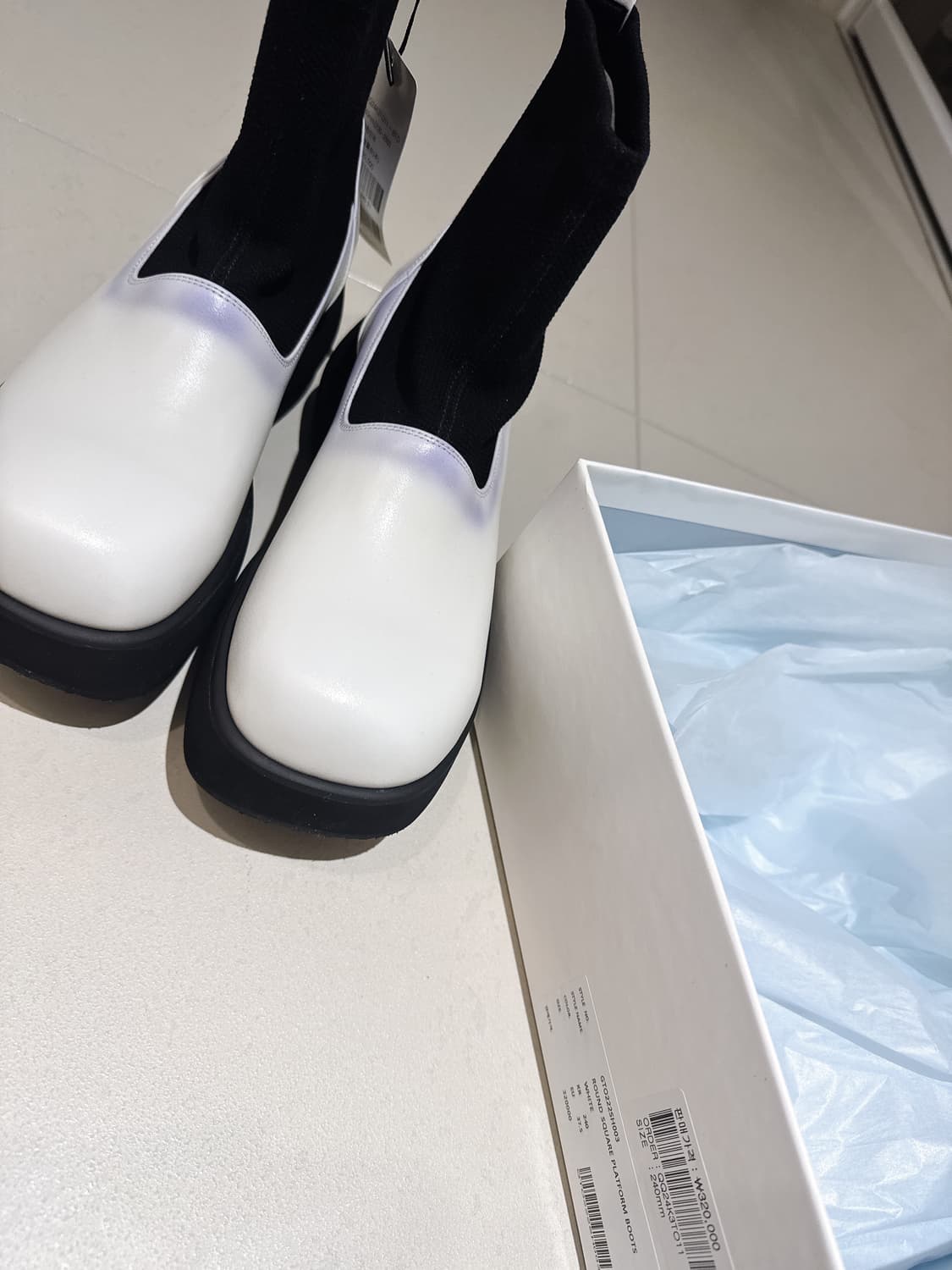 (새상품)더오픈프로덕트 라운드 스퀘어 플랫폼 부츠 화이트 상품이미지7