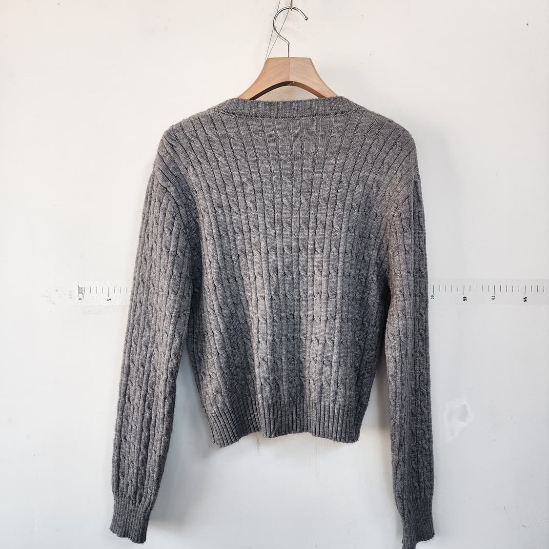 곰돌이 회색 꽈배기 가디건 상품이미지3