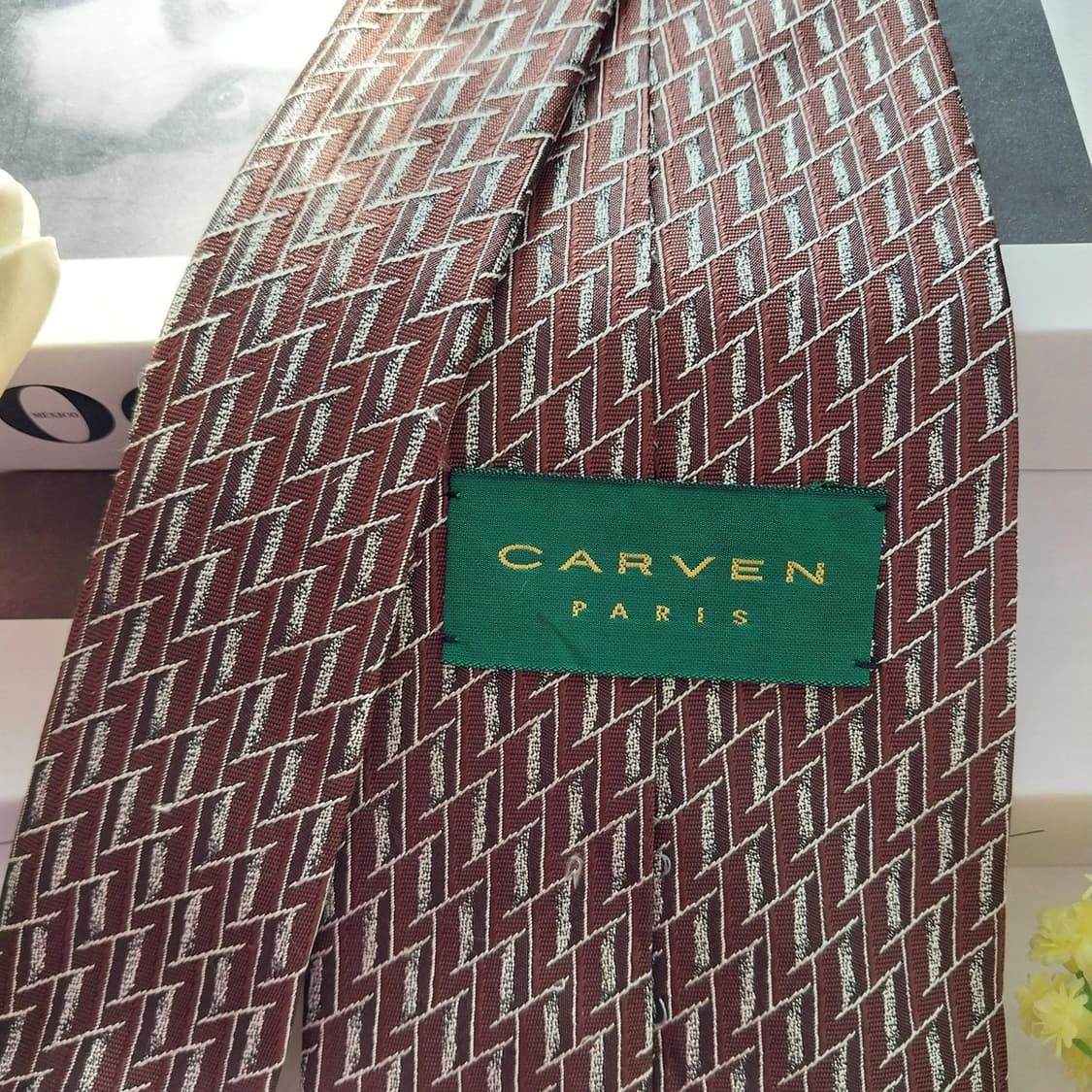 까르뱅 실크 브라운 자카드 패턴 넥타이 9.5cm A+등급 K1338
 상품이미지5
