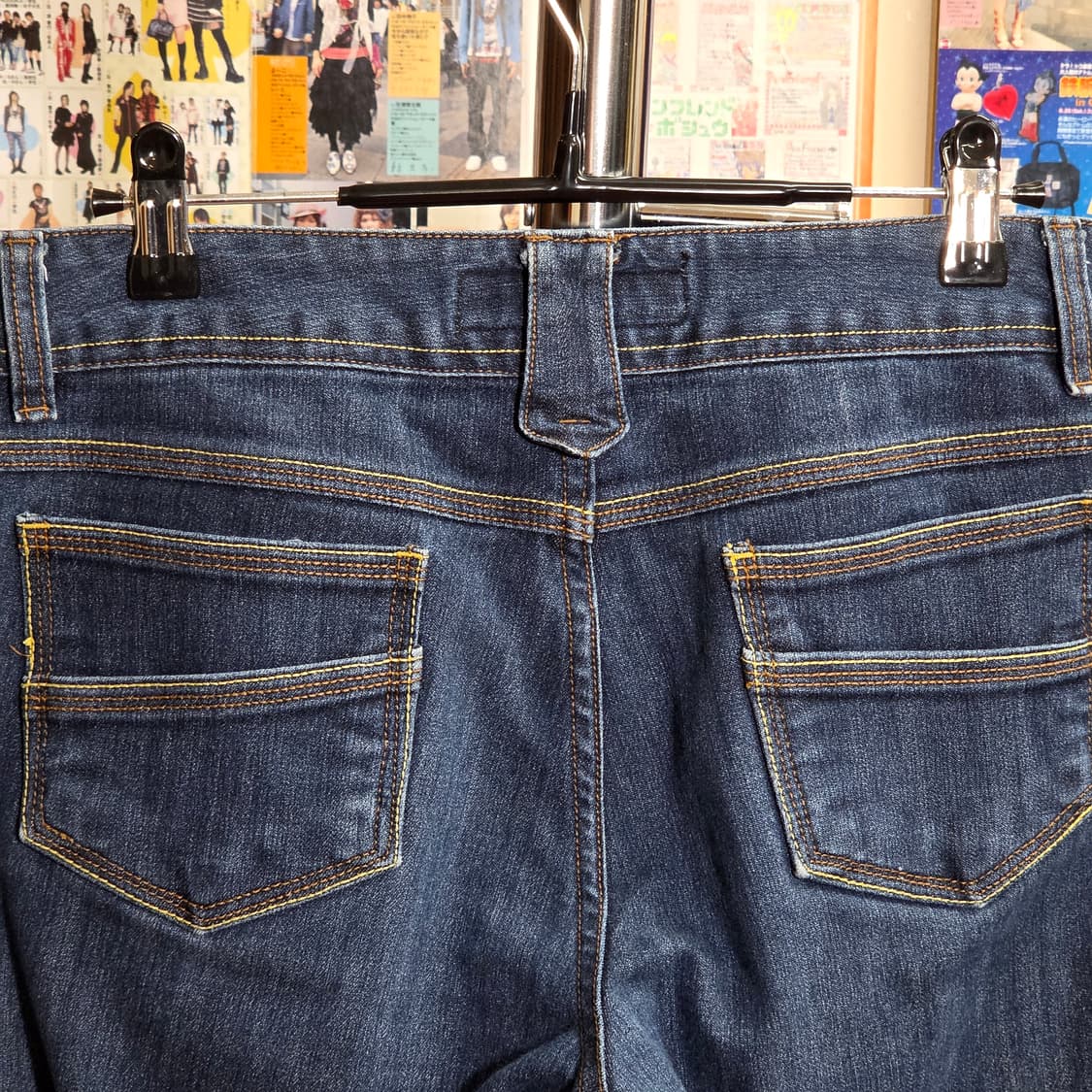 빈티지 스티치 로우라이즈 부츠컷 진청 데님 팬츠 . 상품이미지6
