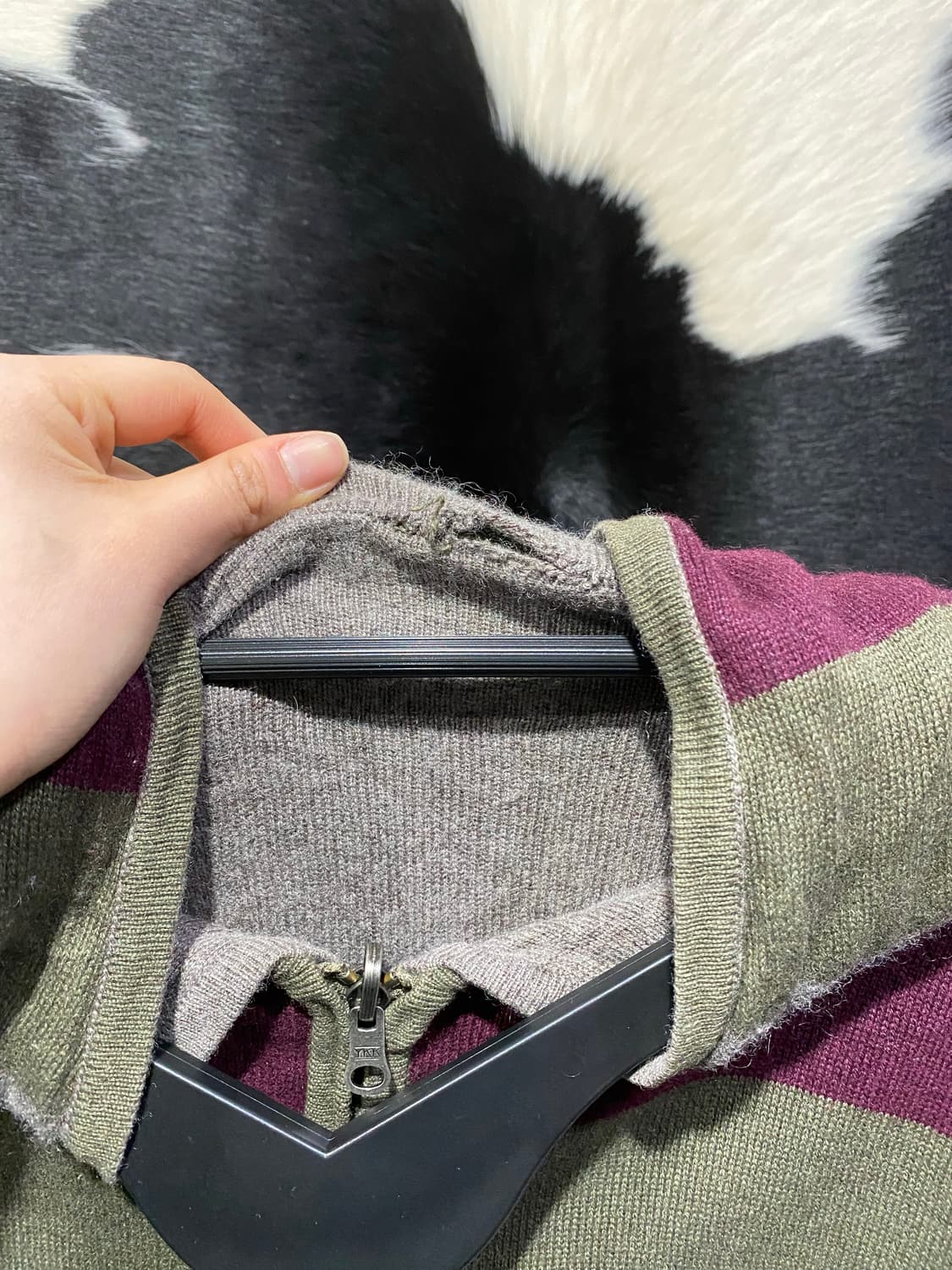 Japanese vtg 모리st 스트라이프 니트 후드집업 상품이미지5