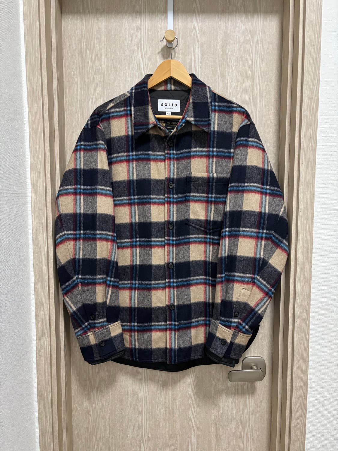 새상품급)솔리드옴므 울블렌드 퀼팅안감 오버핏 아우터셔츠자켓48 상품이미지2