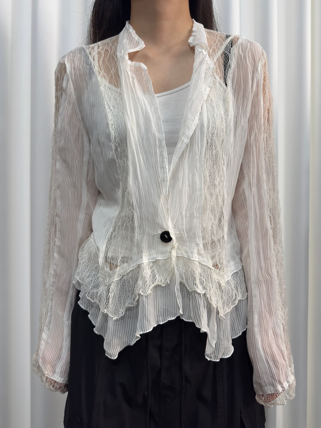 lace seethrough shirt 상품이미지1