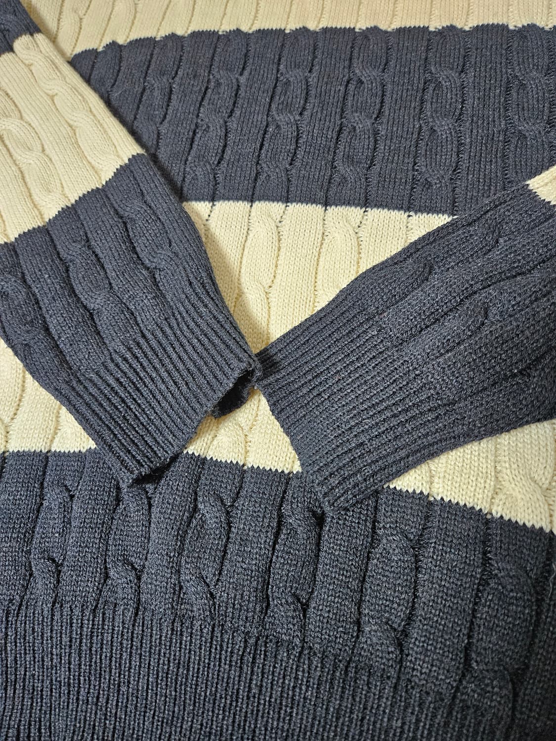 트릴리온 워셔블 보트자수 케이블 크루넥 니트 L 상품이미지6