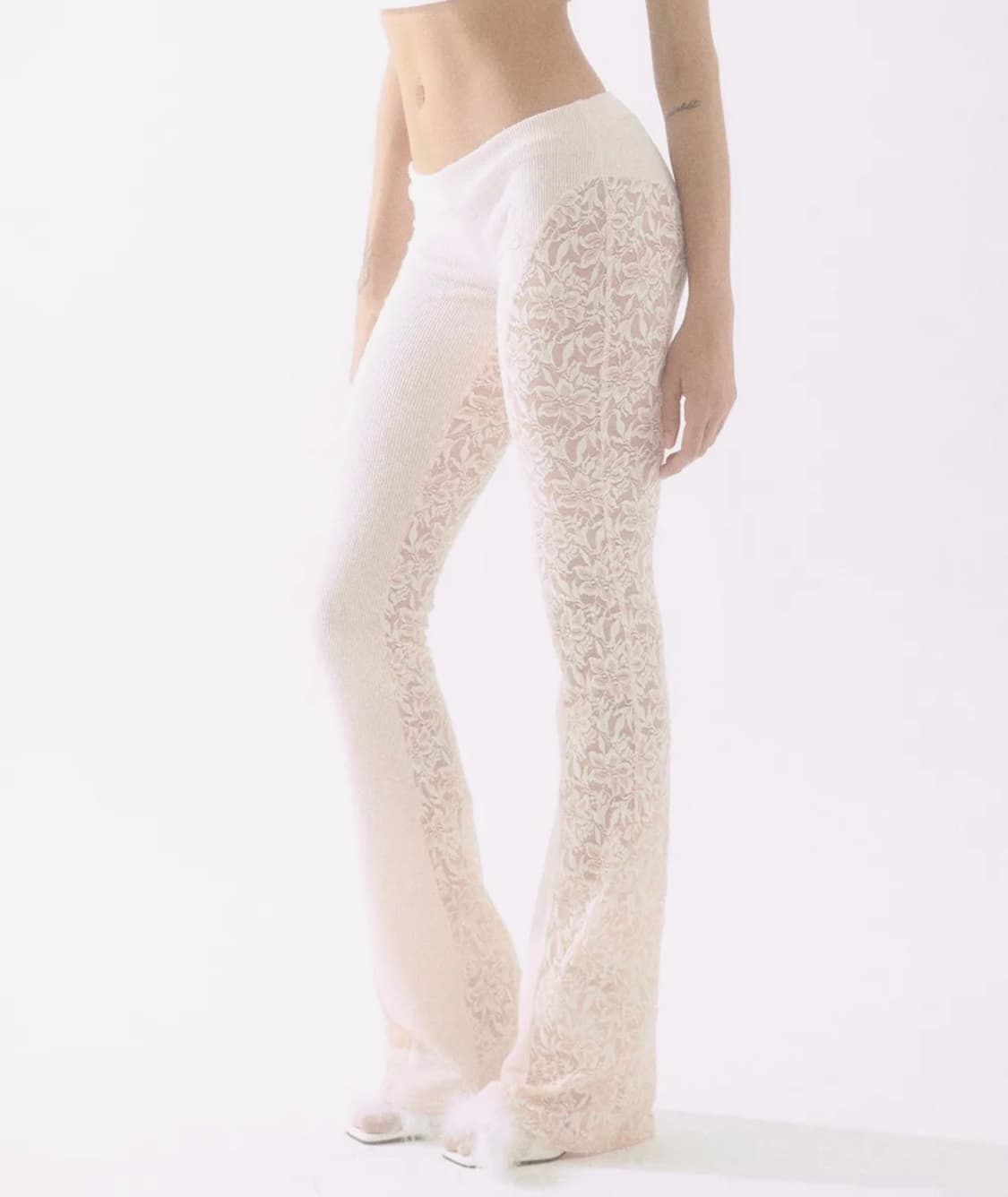 배디 badee Lace Flared Pants Pale Pink 상품이미지1