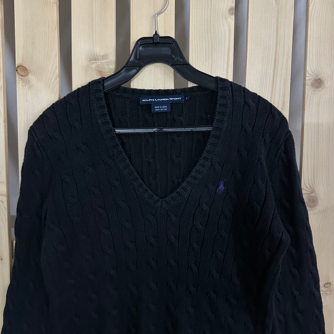 (S) 폴로 블랙 케이블 니트 스웨터 상품이미지4
