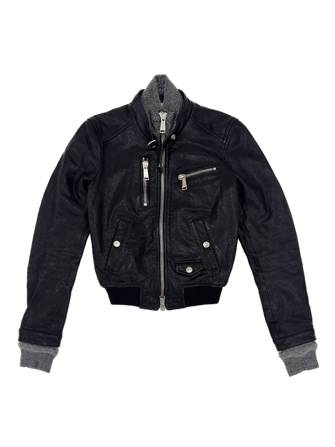 Dsquared2 Black Leather Biker Jacket/ 38 상품이미지1