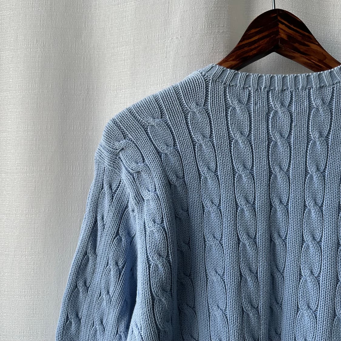 폴로 랄프로렌 케이블 니트 코튼 스웨터 스카이 블루 M 상품이미지7