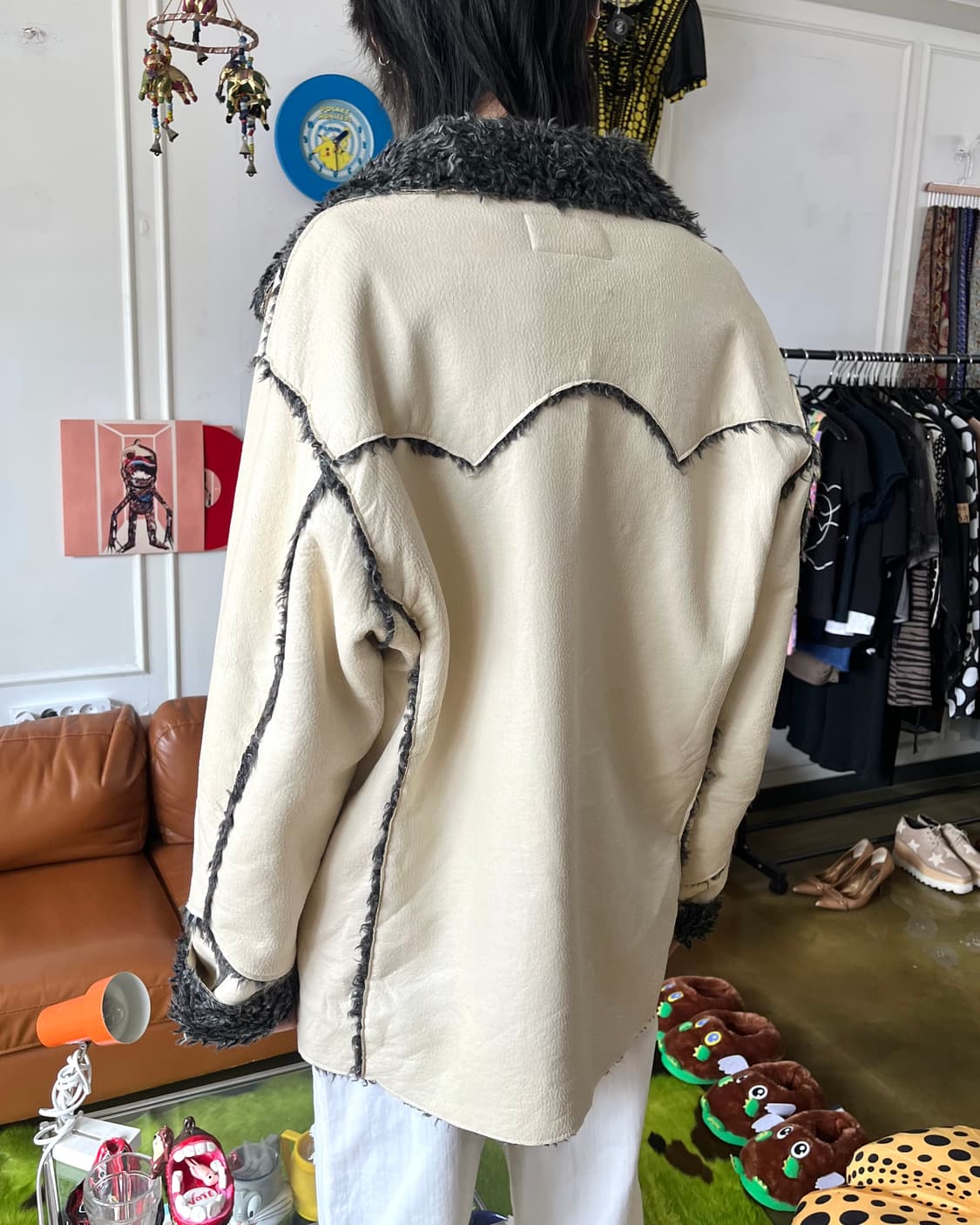 D'HOMME A HOMME Faux Fur Leather Jacket 상품이미지3