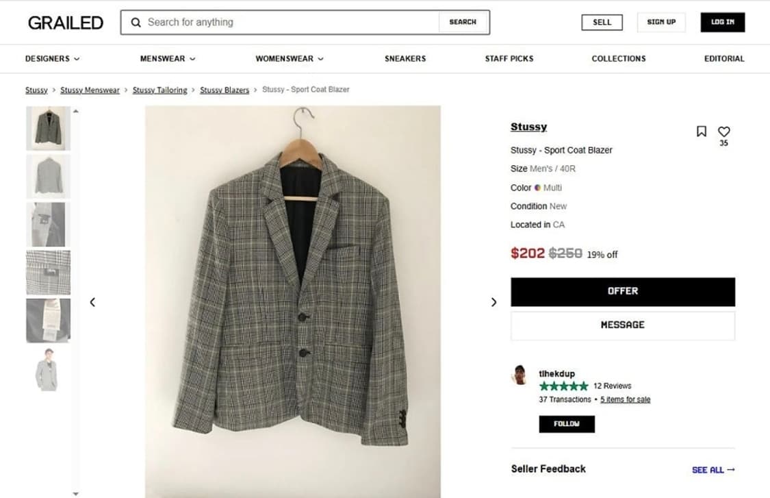 (희귀)스투시 플레이드 스포츠 블레이저 m 정품 상품이미지10