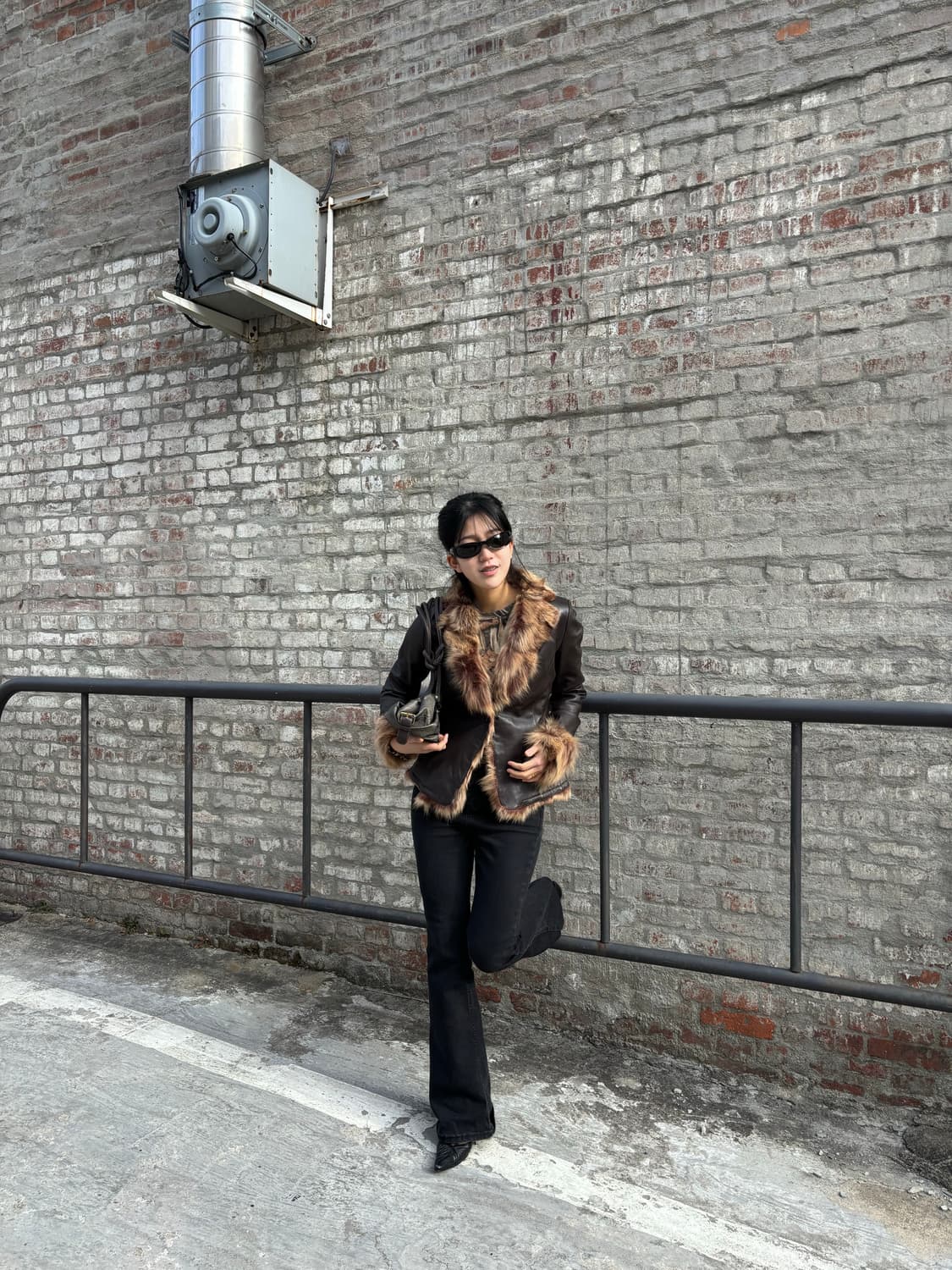 이태리양가죽 레오파드 퍼 트리밍 재킷 상품이미지7