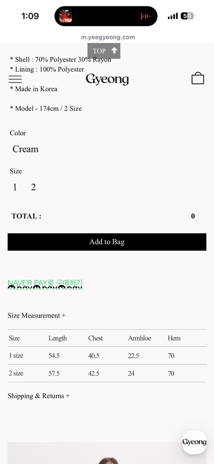 Gyeong 미니 퍼프 드레스 크림 상품이미지5