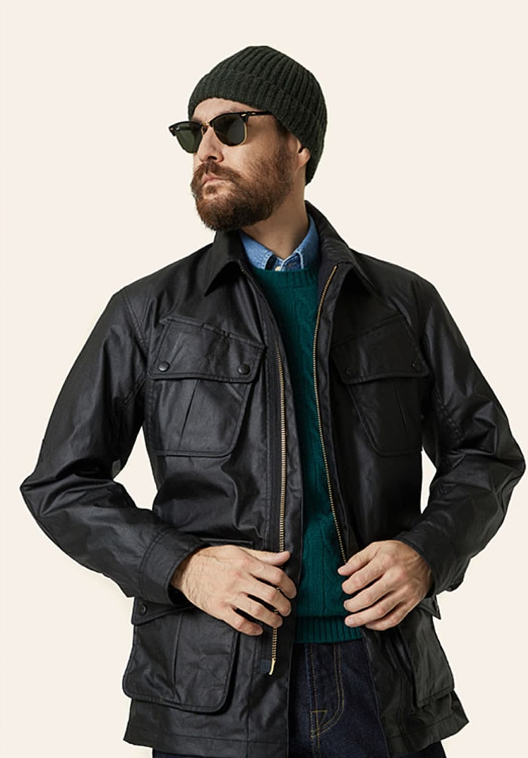 105) 바스통 005 블랙 왁스자켓  상품이미지1