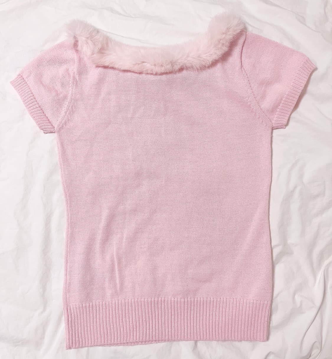 퍼 리본 핑크 니트 로걀탑 히메갸루 라떼갸루 빈티지 핑크 리즈리사깔 상품이미지3