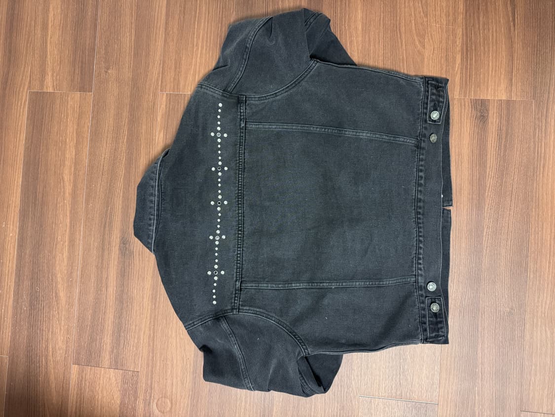 OY stud denim trucker jacket -BLACK 상품이미지5