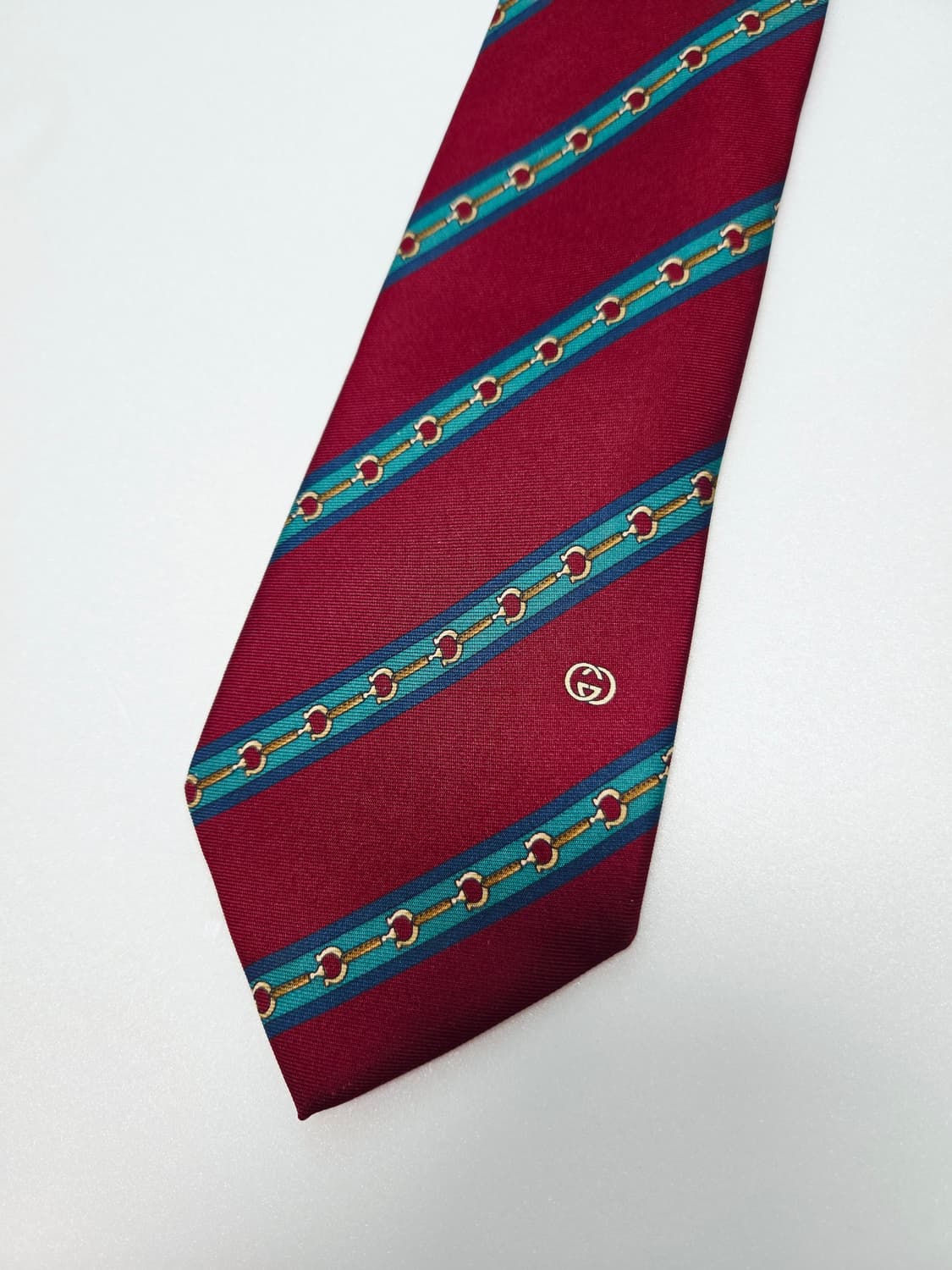 구찌 버건디 체인 실크 넥타이 상품이미지3